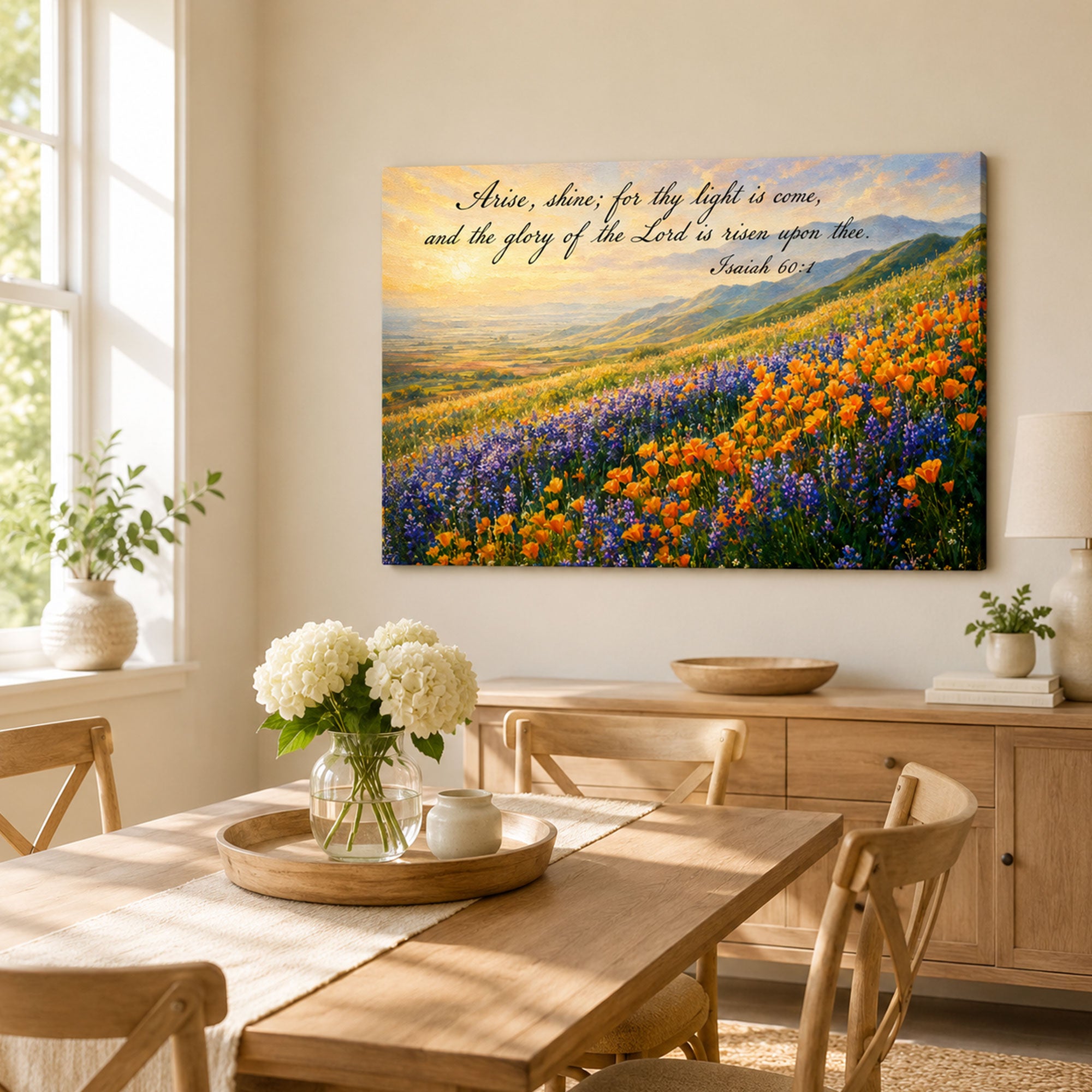 Isaiah 60:1 Canvas Print, Arise Shine Bible Verse Christian Decor