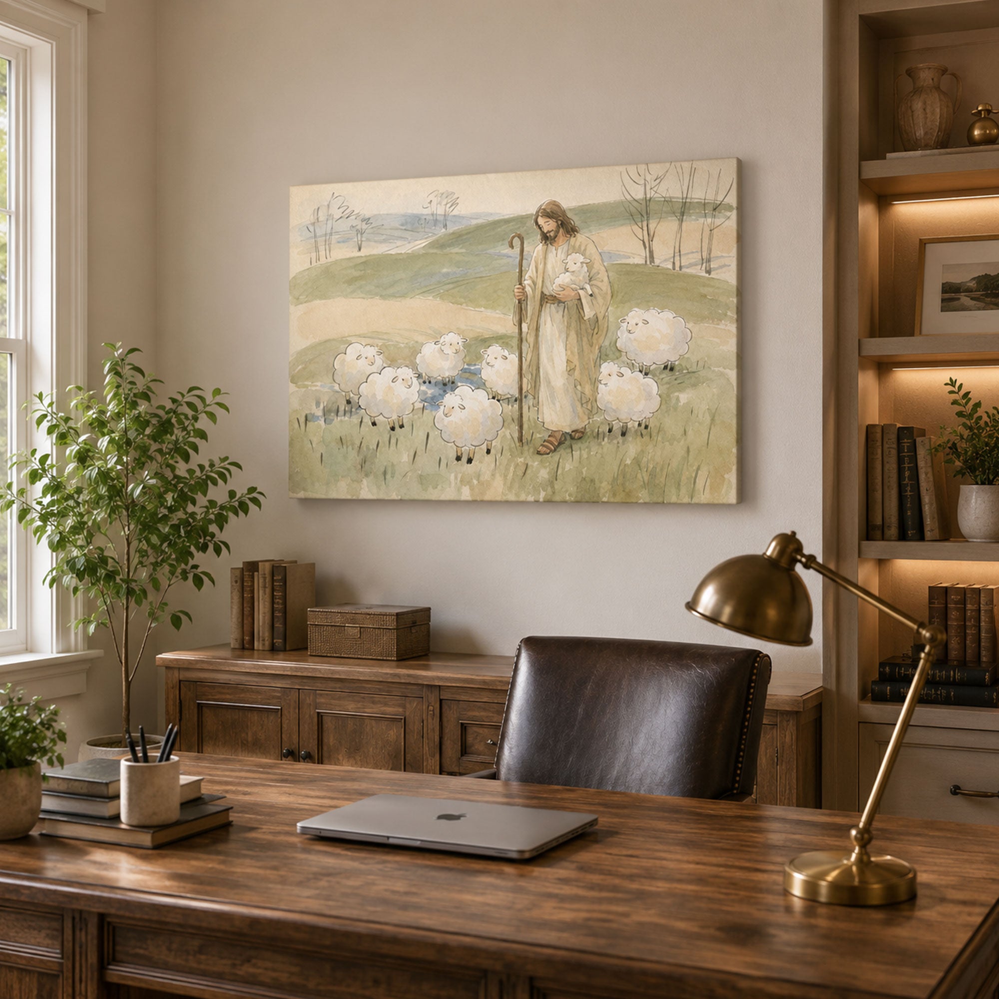 Jesus the Good Shepherd Canvas Print, Christian Home Decor