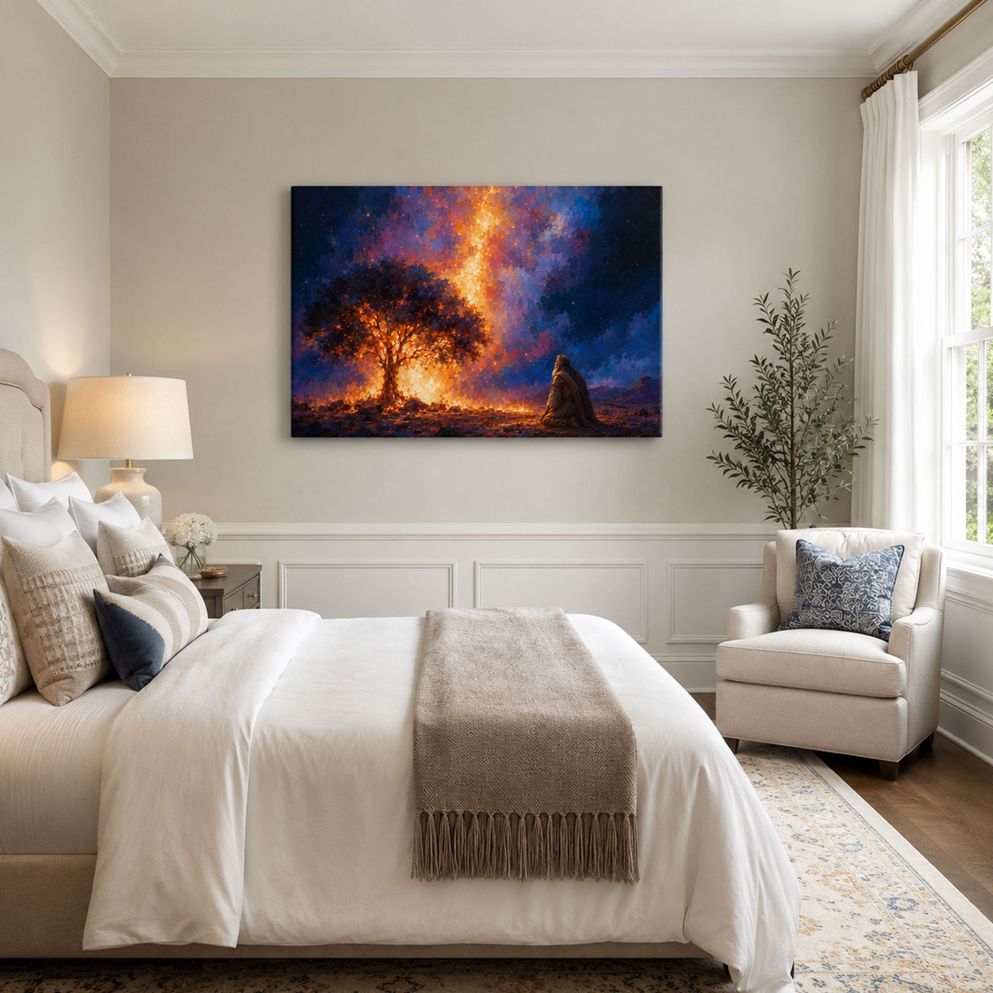 Moses and the Burning Bush Canvas Print, Christian Home Decor