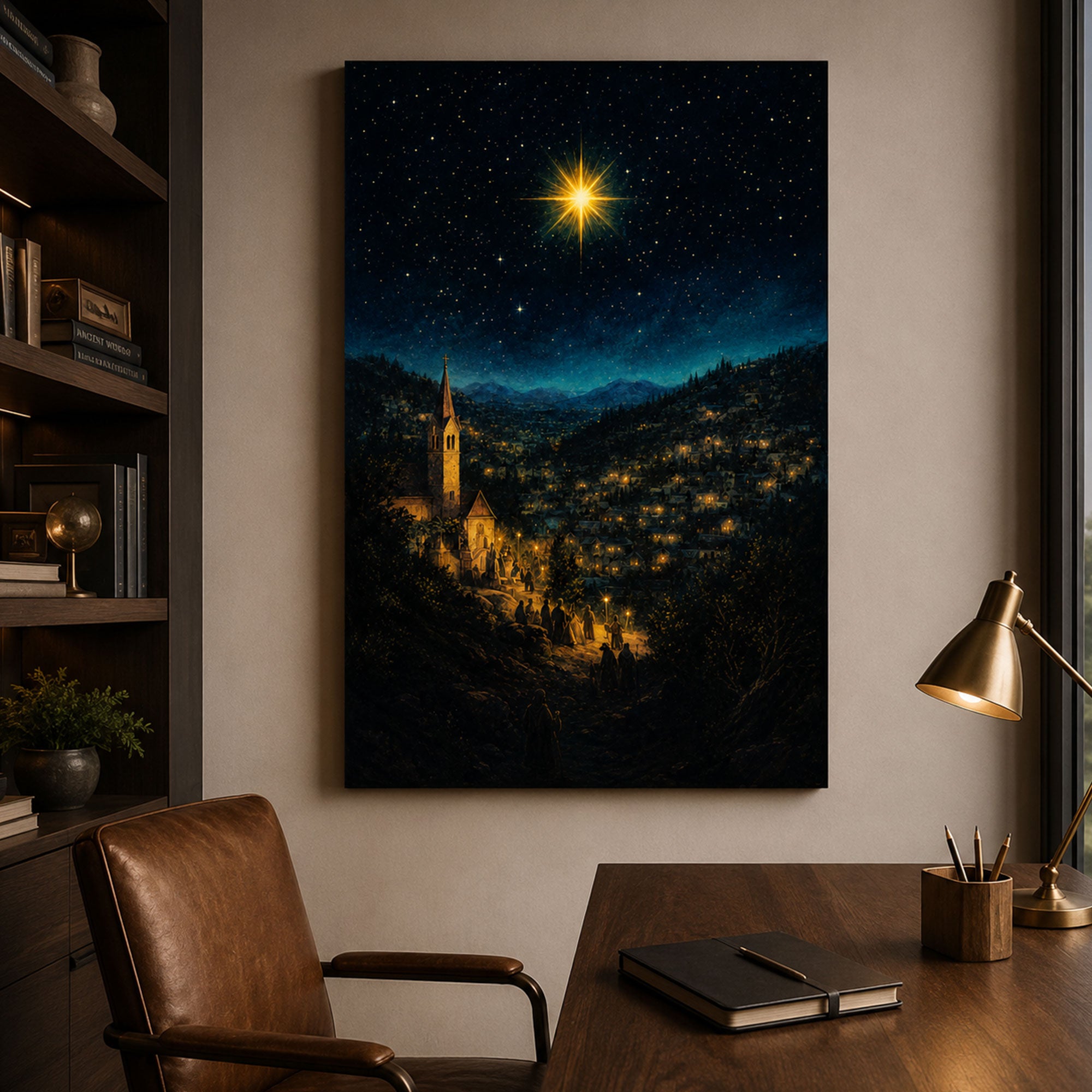 Star of Bethlehem Canvas Print, Christmas Christian Wall Art, Guiding Light Faith Home Decor