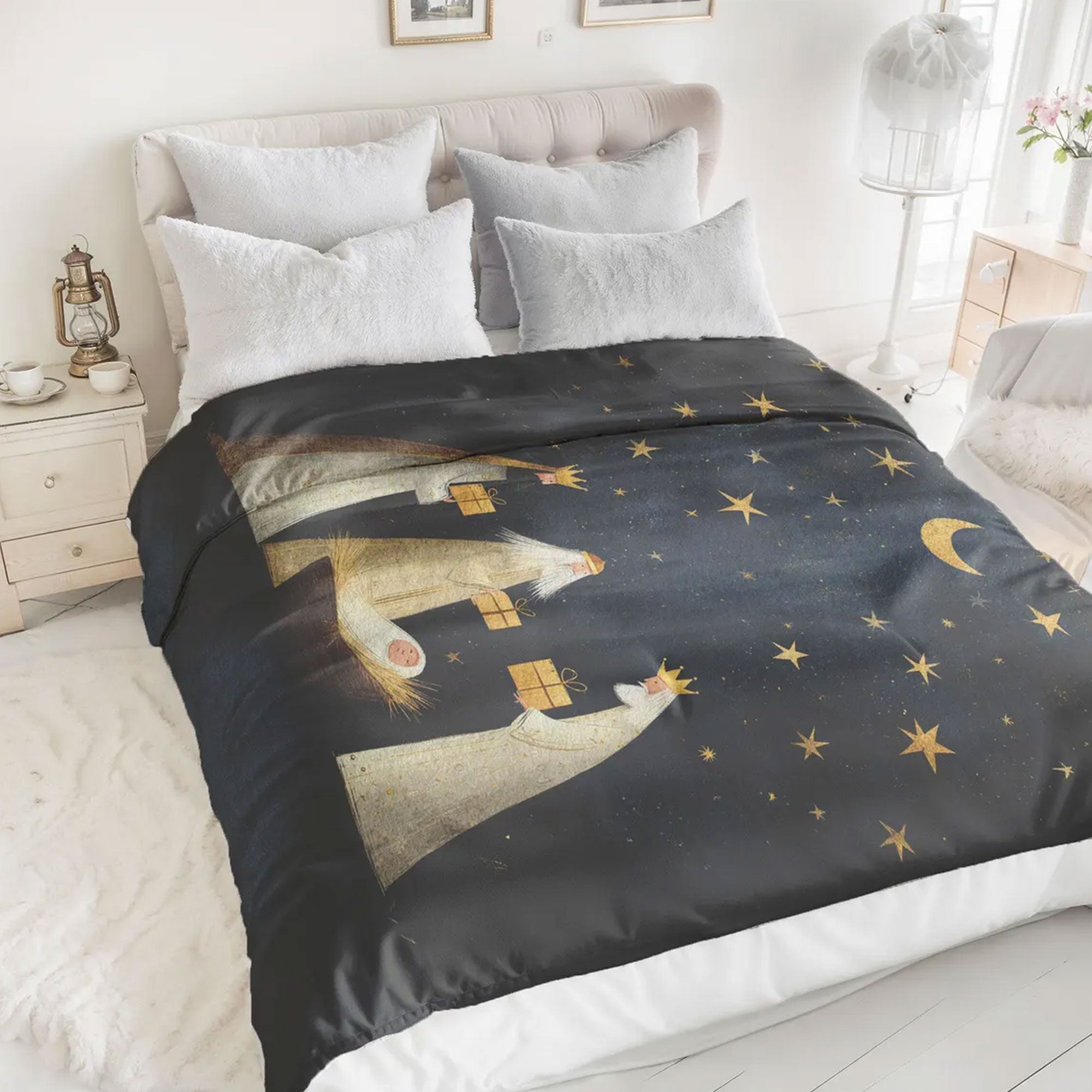 Nativity Scene Fleece Blanket, Three Wise Men Throw, Religious Christmas Blanket, Christian Fleece Throw, Faith Gift Idea