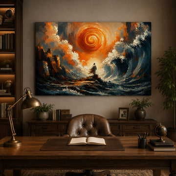 Jesus Calming the Storm Canvas Print, Christian Ocean Wall Art, Faith Home Decor