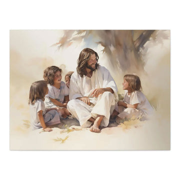 Jesus With Children Canvas Print, Christian Wall Art, Faith-Based Nursery Decor, Religious Home Gift