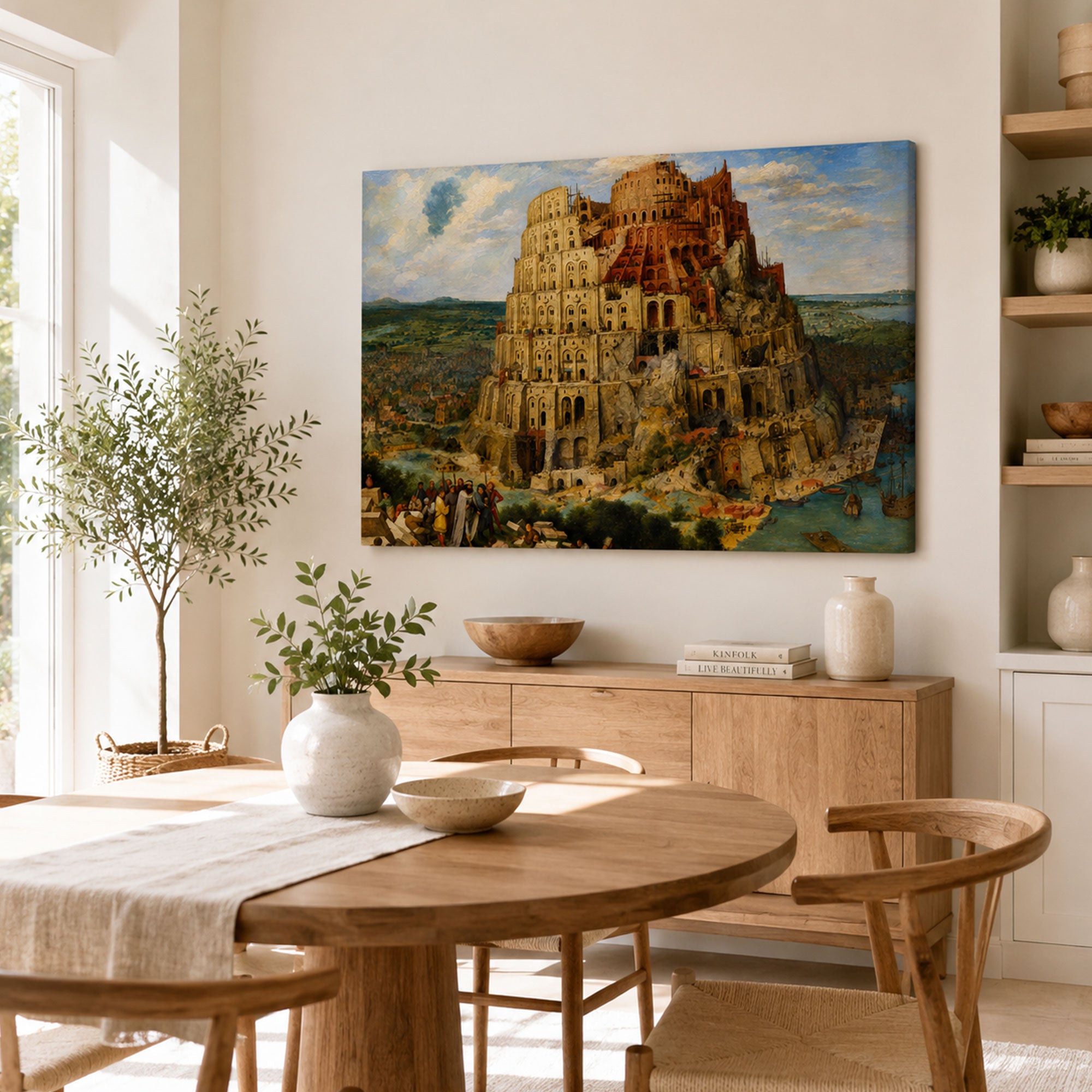 Building the Tower of Babel Canvas Print, Genesis 11 Christian Home Decor, Bible Gift