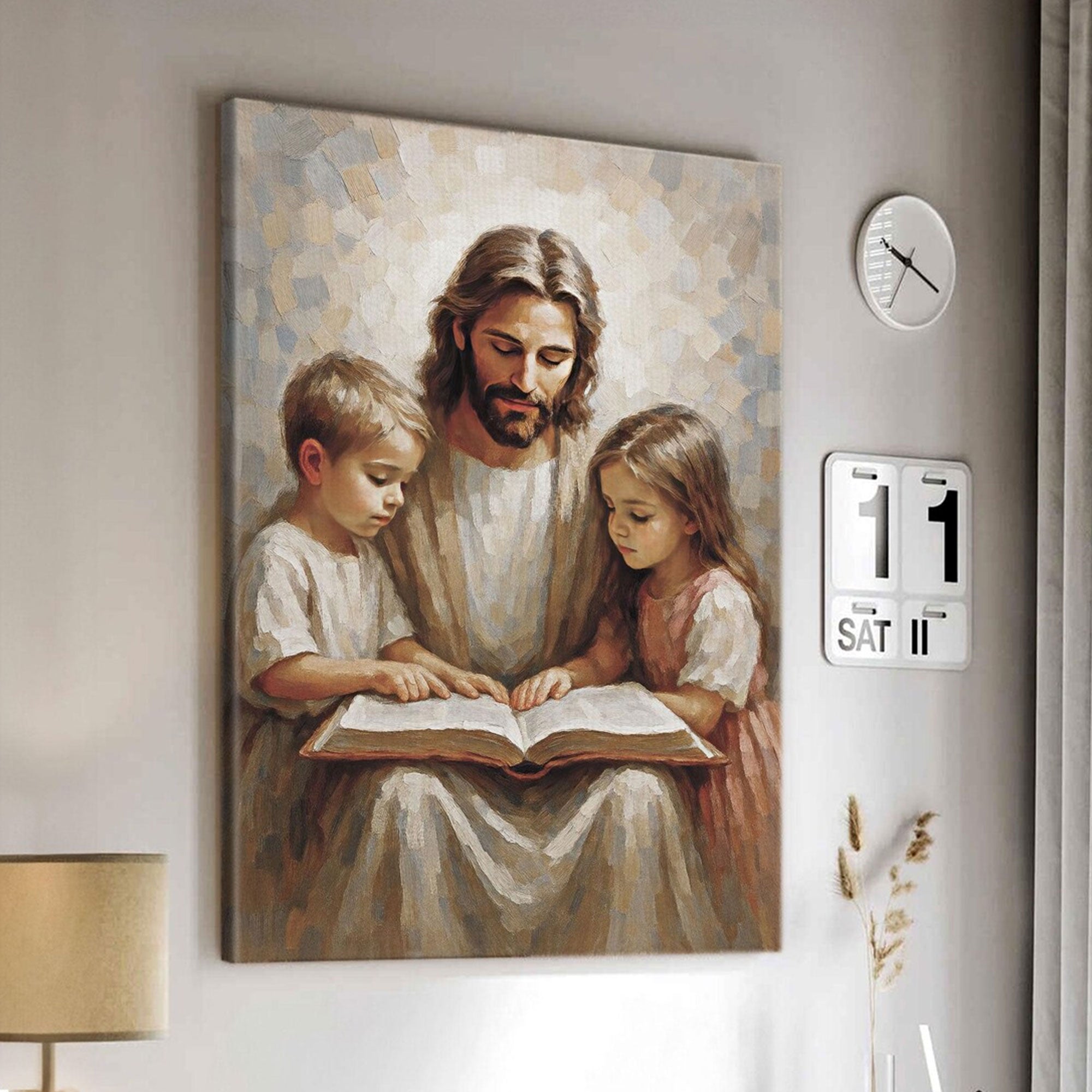 Jesus and Child Canvas Print, Jesus Teaching Children , Christian Religious Home Decor
