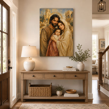 Saints Joachim and Anne with Young Mary Canvas Print, Jerusalem Catholic Decor