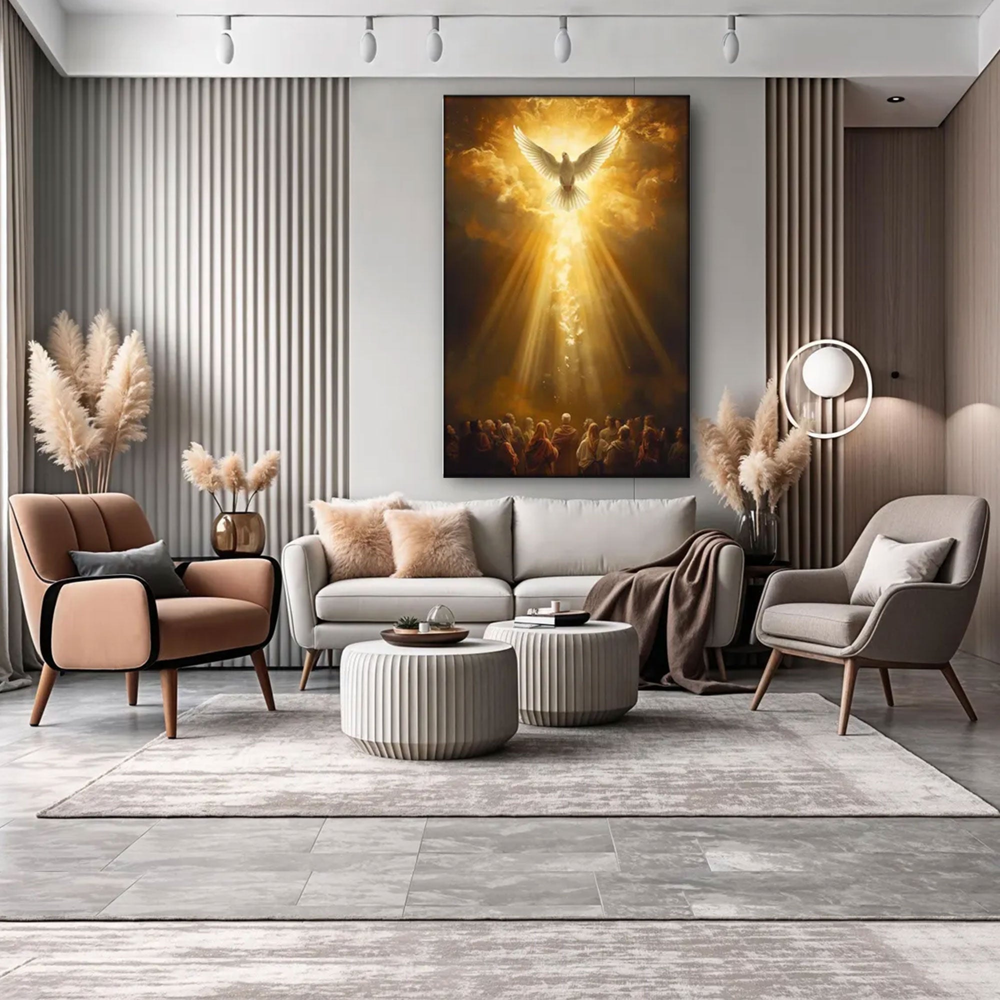 Holy Spirit Dove Canvas Art, Pentecost Christian Wall Decor, Divine Light Faith Artwork, Sacred Religious Home Accent