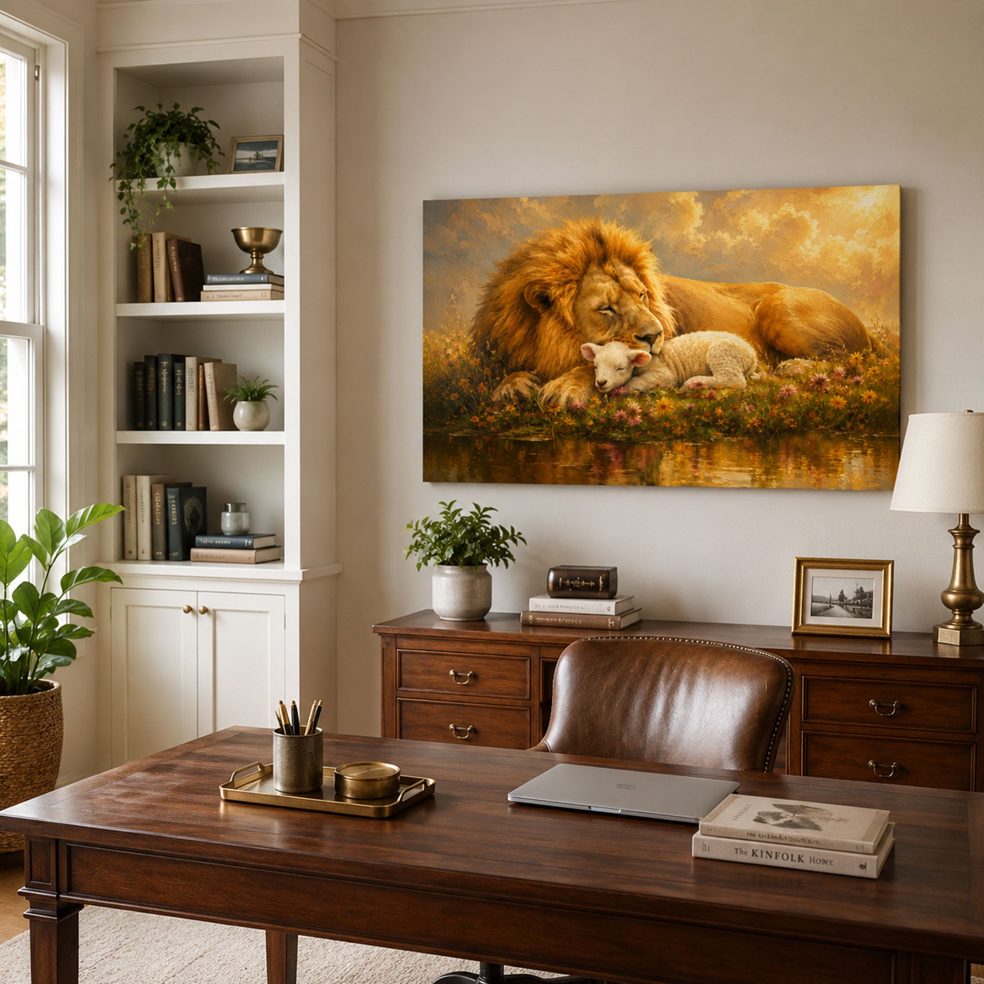 Lion and Lamb Canvas Print, Christian Home Decor