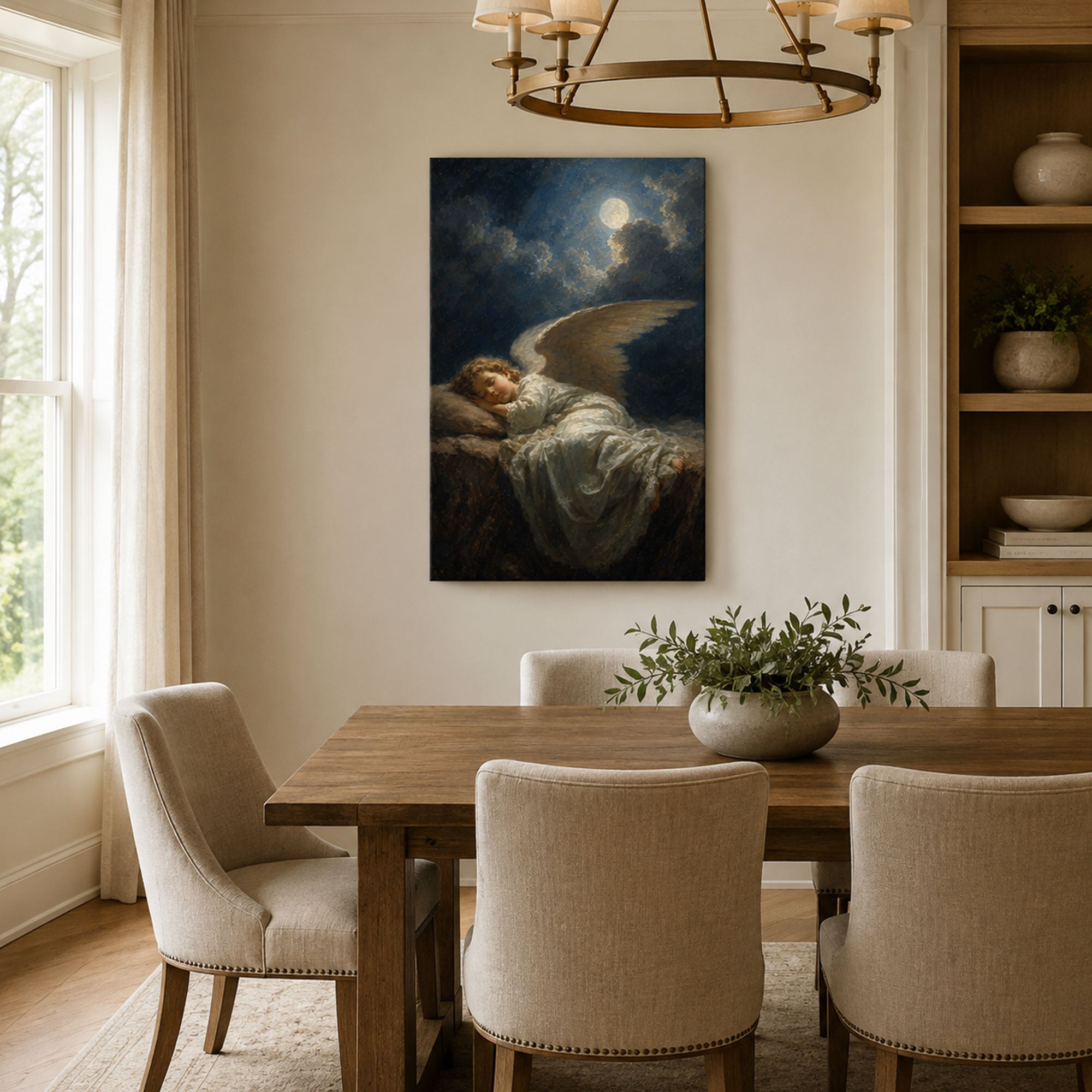 Sleeping Guardian Angel Canvas Print, Peaceful Heavenly Christian Wall Decor, Faith Gift
