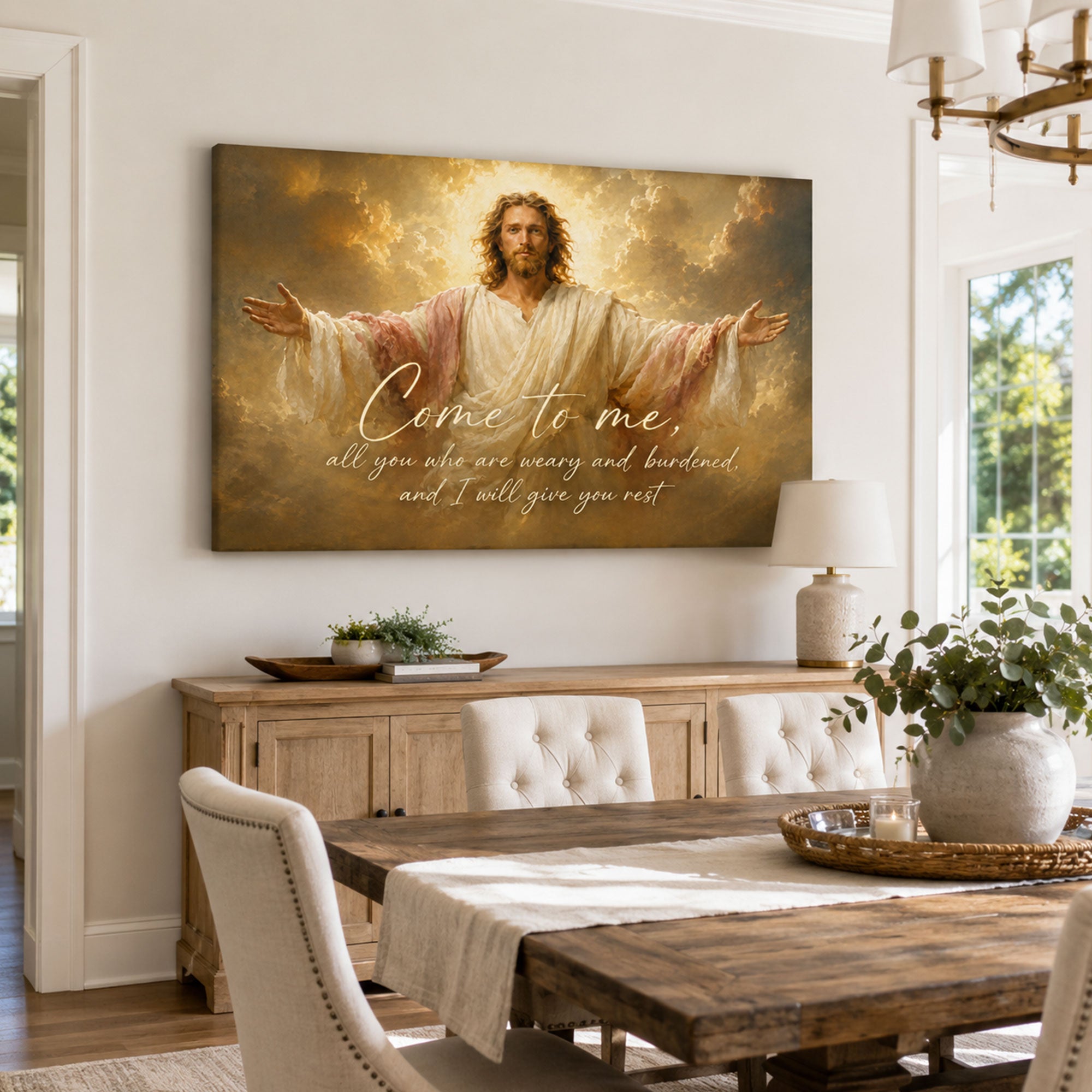 Come to Me Jesus Canvas Print, Matthew 11:28 Christian Wall Decor, Comfort and Faith Gift