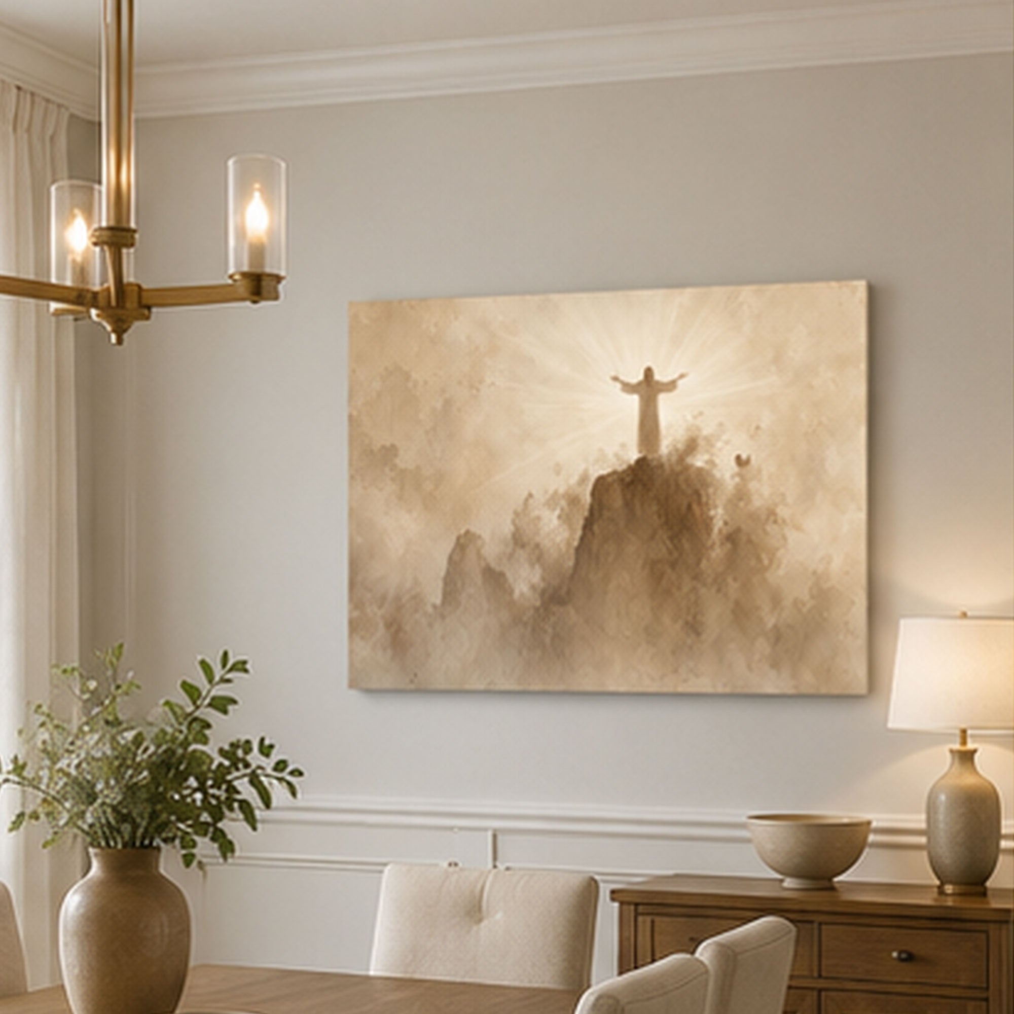 Jesus Blessing the Multitude Canvas Print, Sepia Christian Faith Art