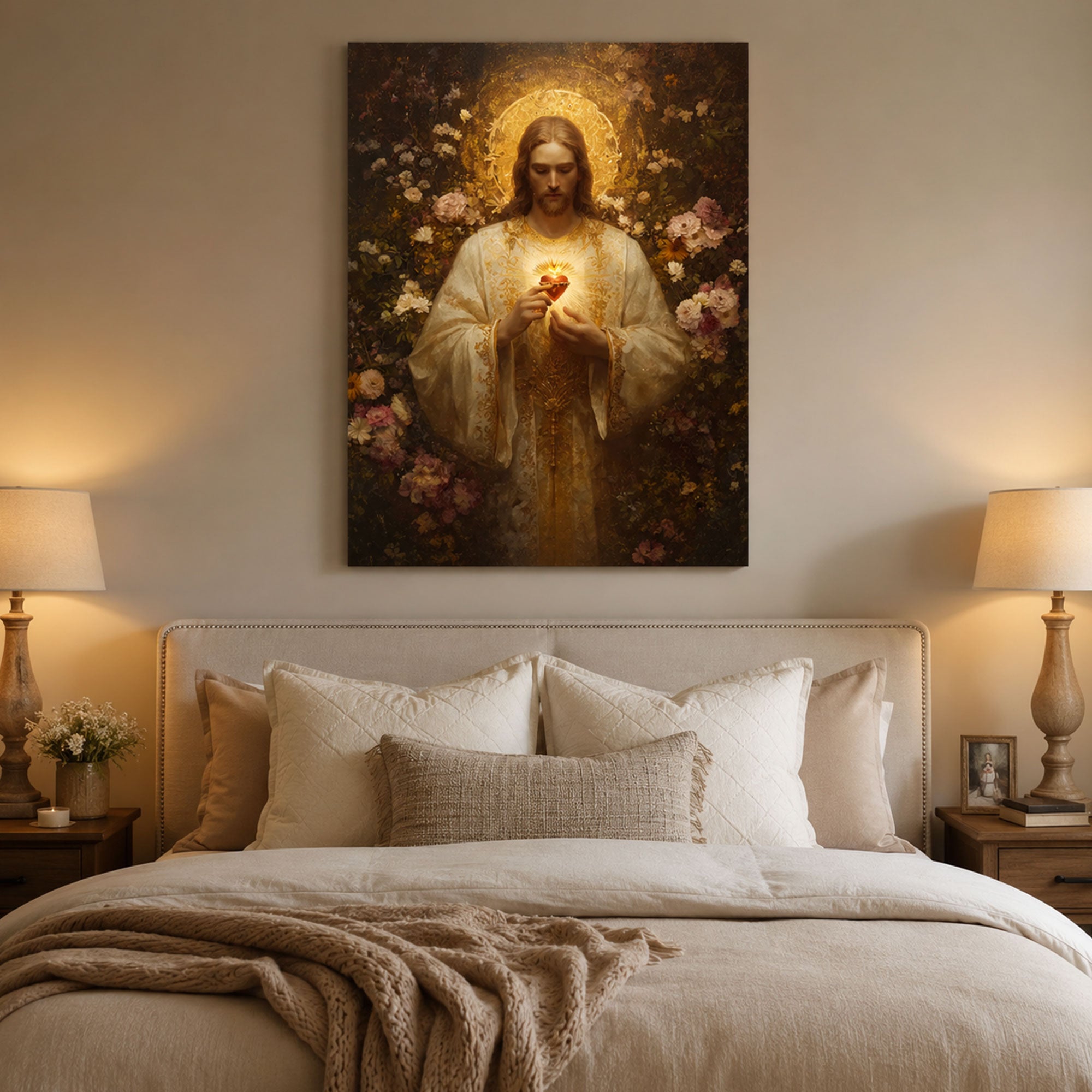 Sacred Heart of Jesus Canvas Print, Catholic Christian Wall Art, Divine Love Religious Home Decor, Faith Gift