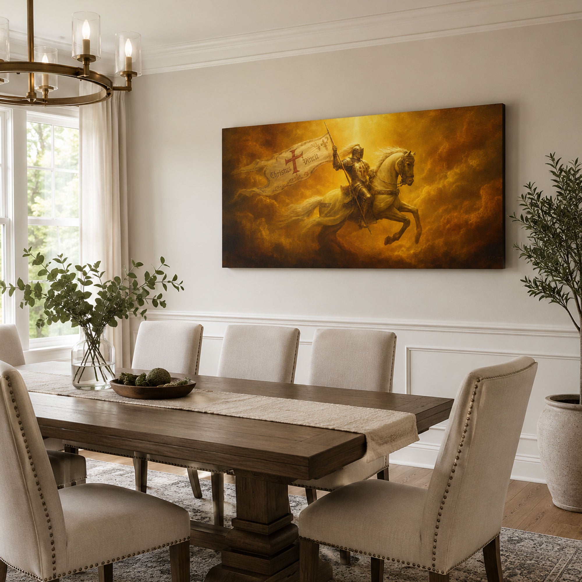 Christus Vincit Christian Knight Canvas Print, Victory in Christ Wall Decor, Faith Warrior Gift