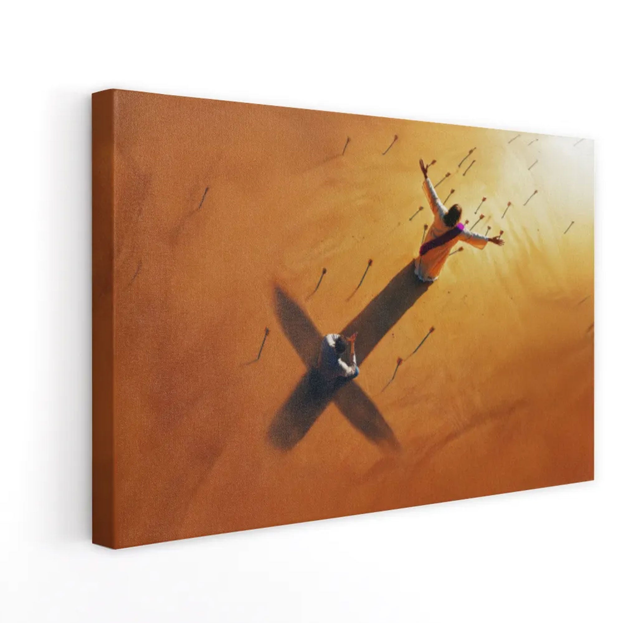 “Under His Shadow” Psalm 91:4–7 Canvas Print, The Cross Between Me and the Arrows, Christian Faith Wall Art