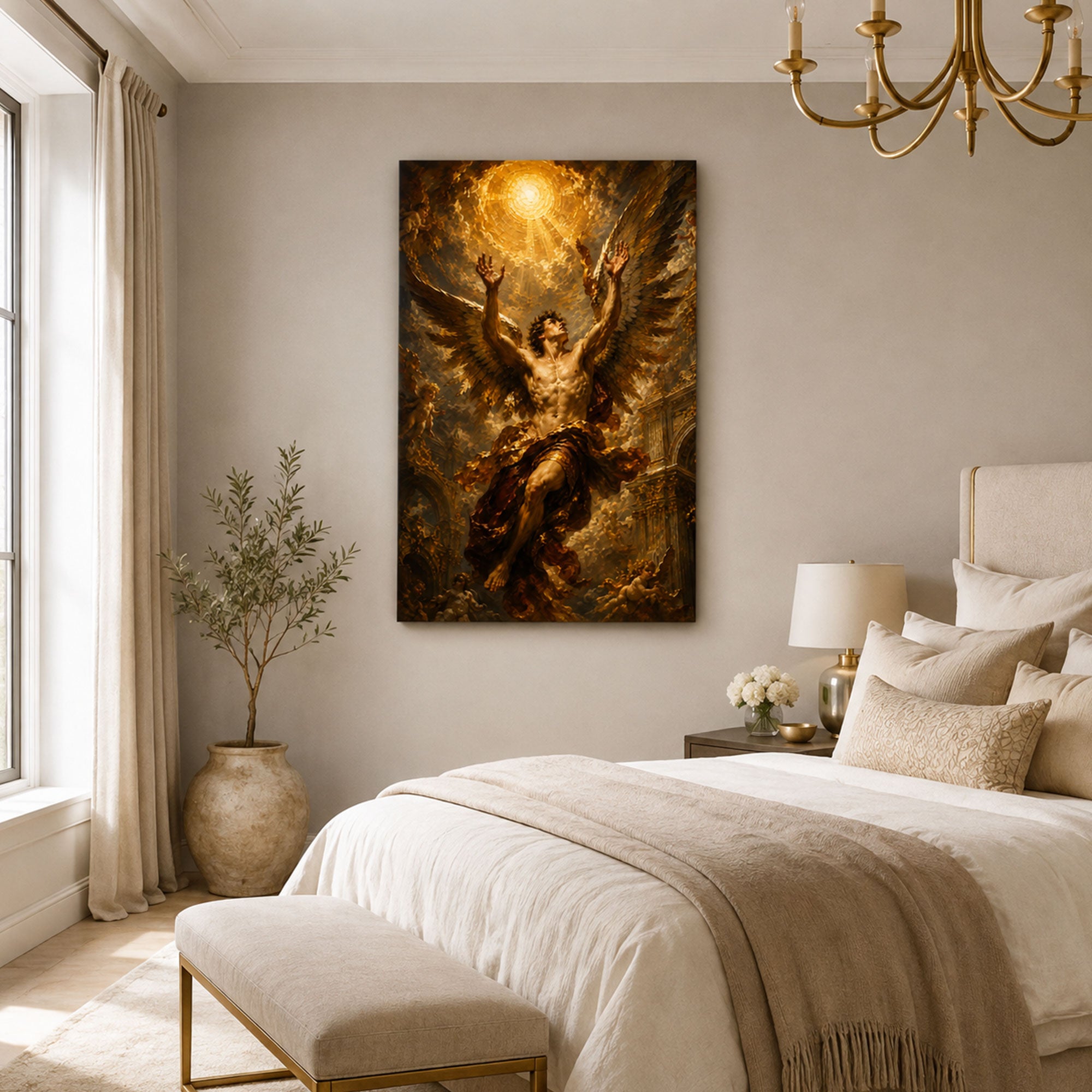 Angel Ascending to Heaven Canvas Print, Heavenly Christian Wall Decor, Inspirational Faith Gift