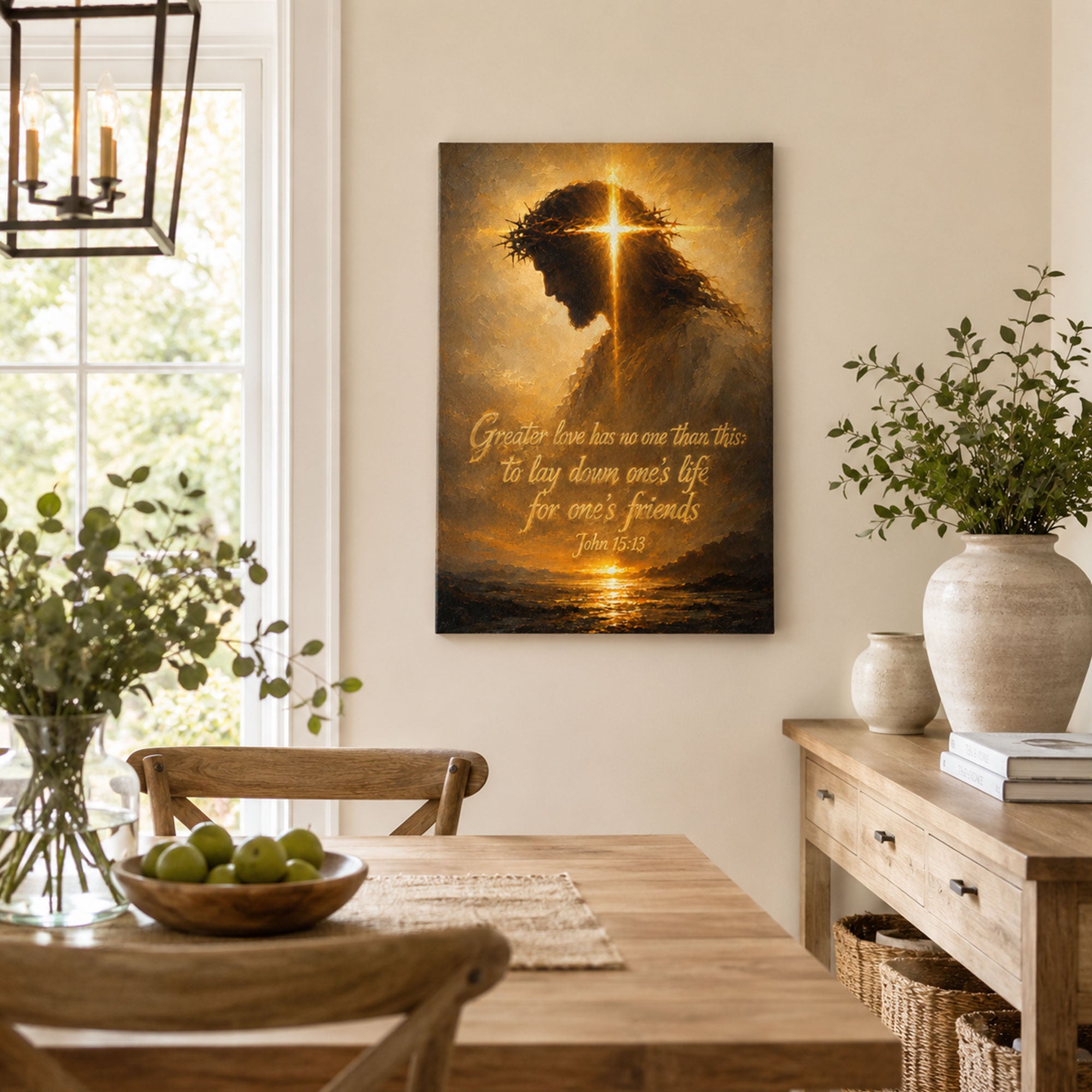 Greater Love Has No One Than This Canvas Print, John 15:13 Jesus Christian Wall Decor, Faith Gift
