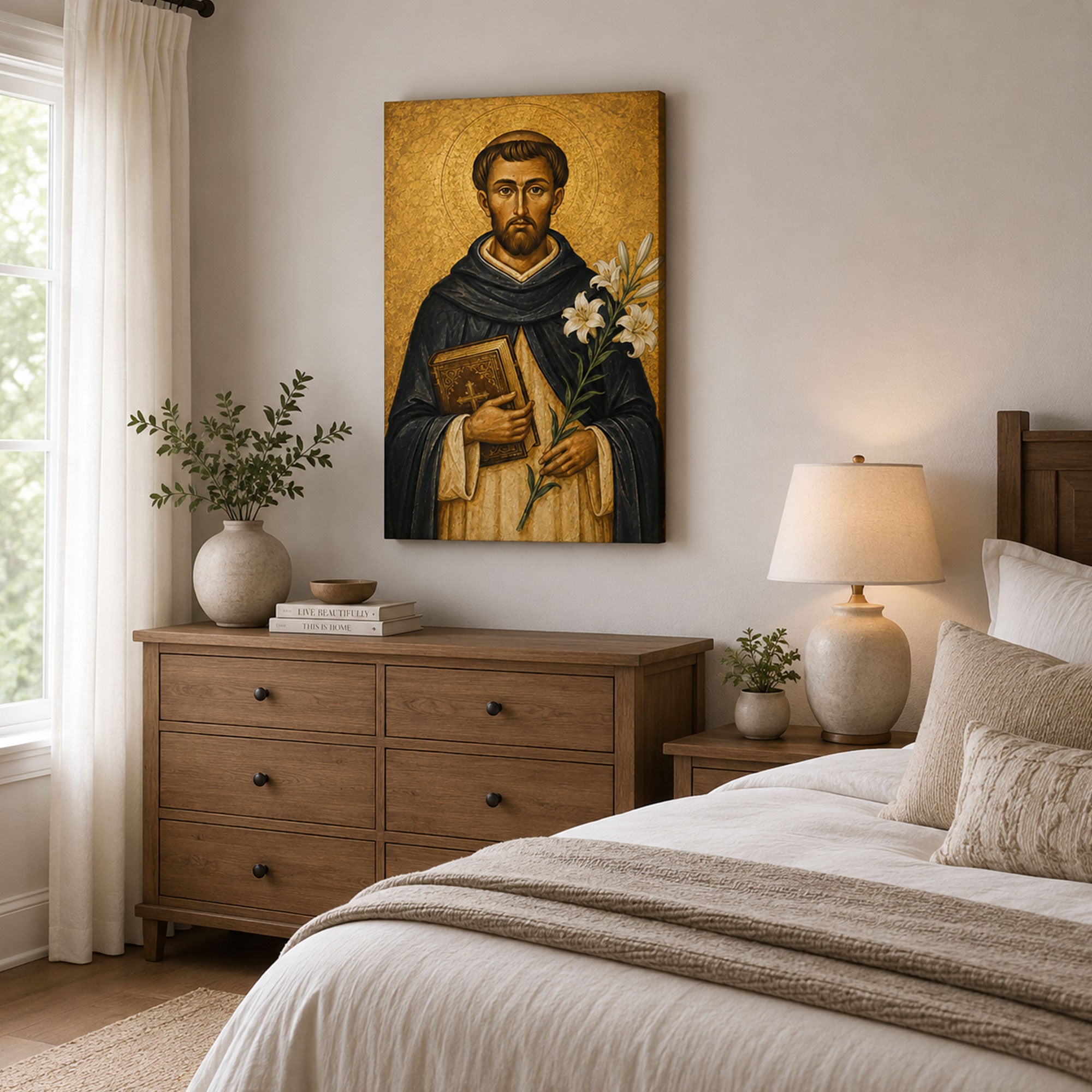 Saint Dominic de Guzman Canvas Print, Catholic Wall Decor, Dominican Faith Gift