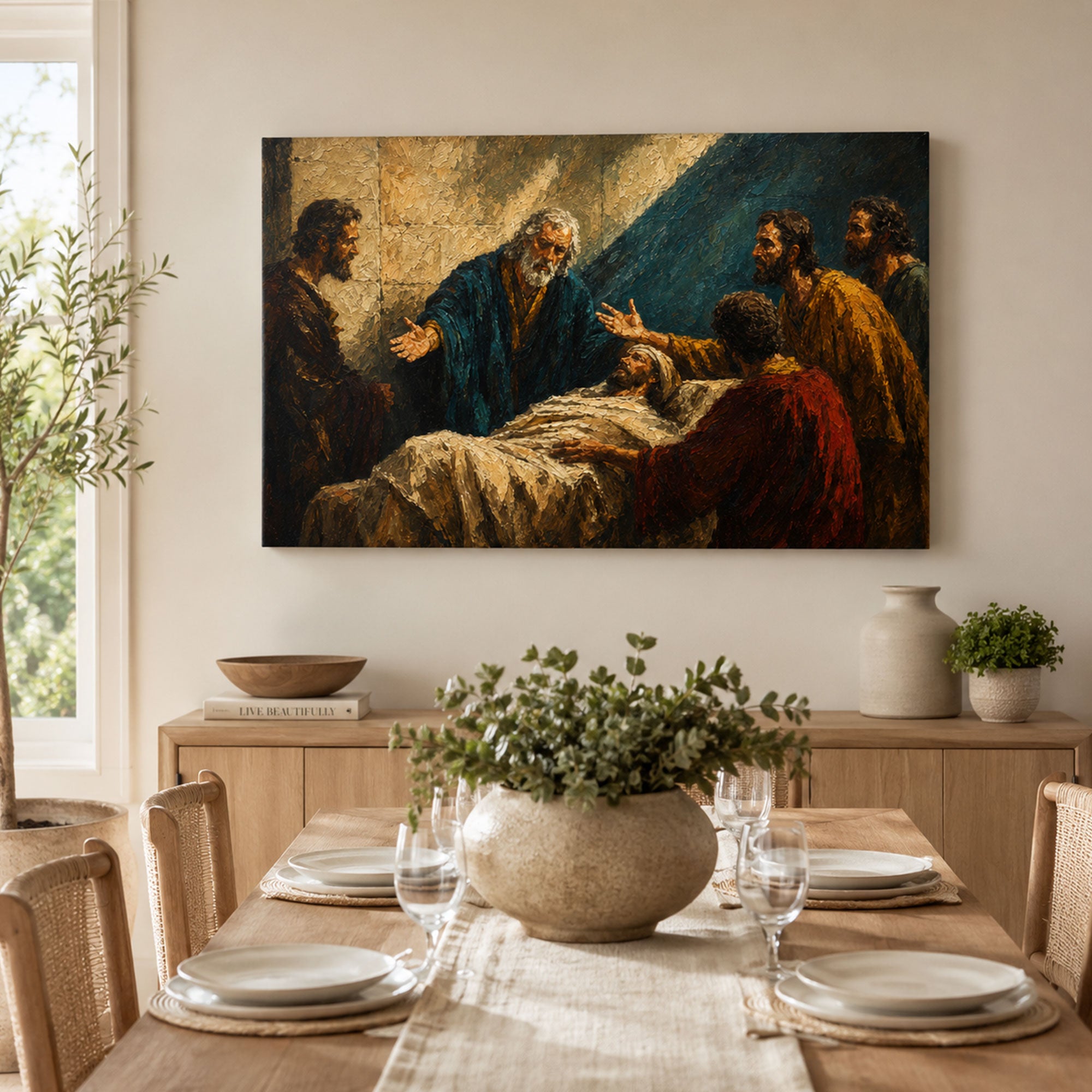 Jesus Healing the Sick Canvas Print, Biblical Healing Christian Wall Decor, Hope and Faith Gift
