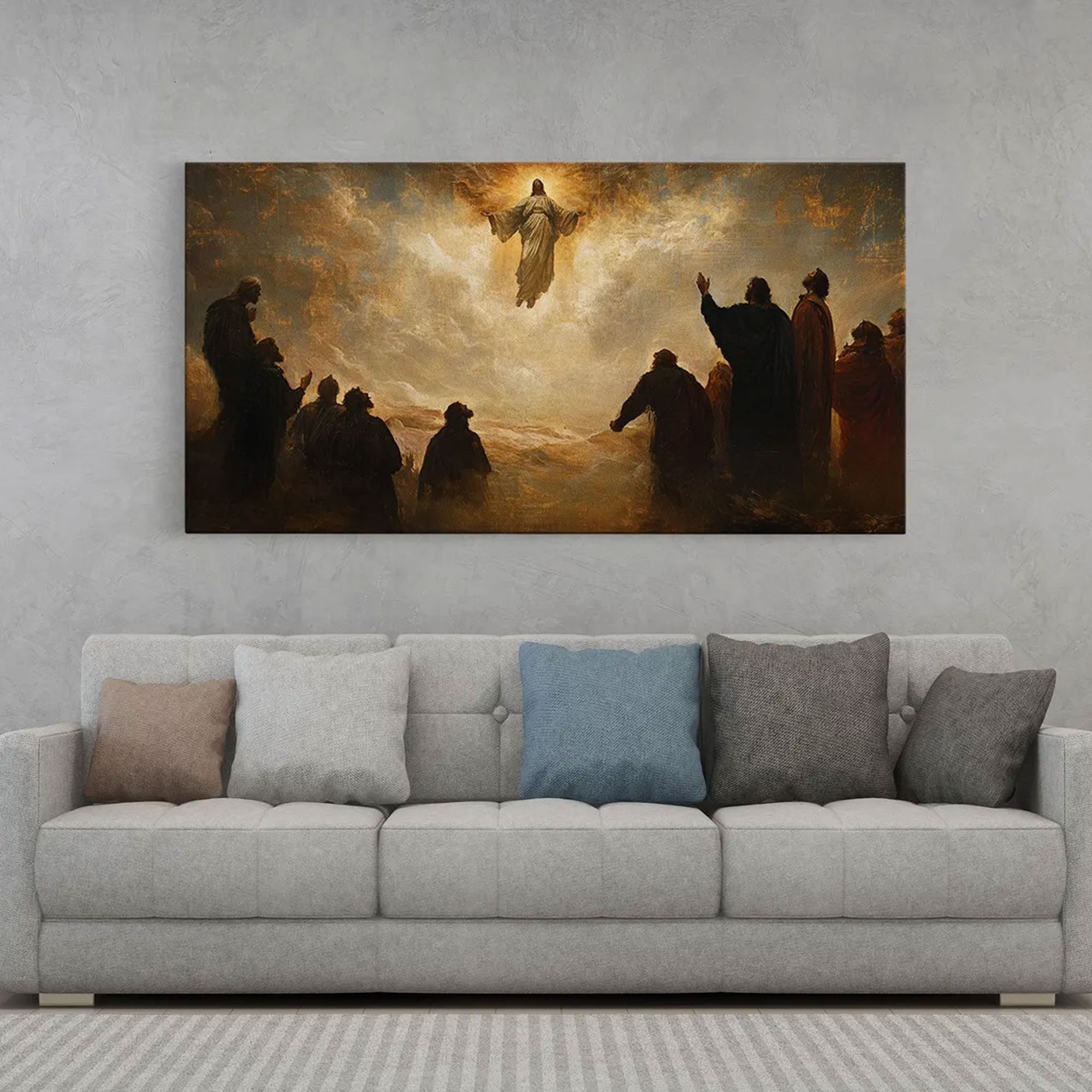 The Ascension of Christ Romanticism Style Canvas Print, Glorious Heaven Christian Wall Art, Inspirational Faith Home Decor