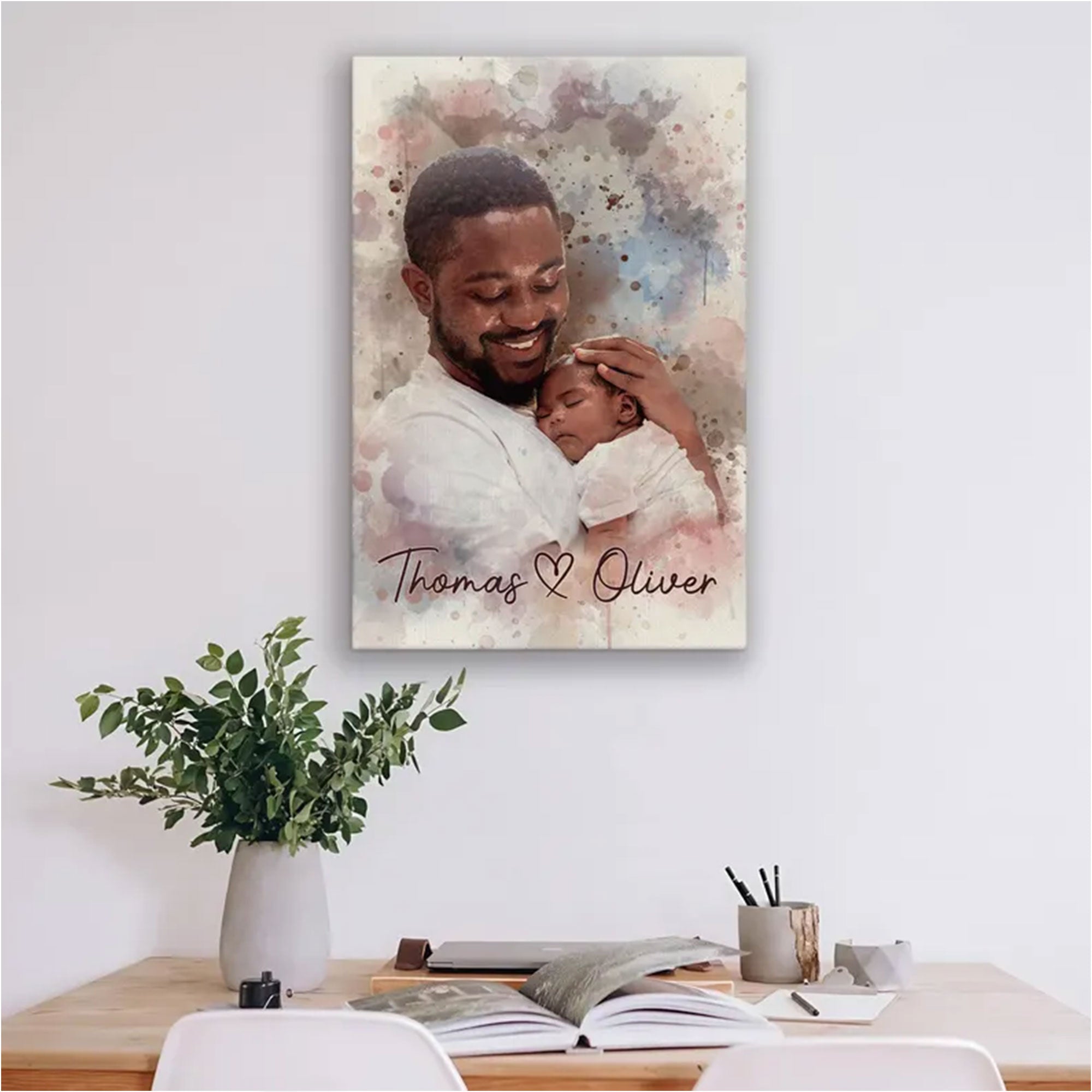 Custom Dad Canvas with Photo and Text, Personalized Father’s Day Wall Art Gift for Dad