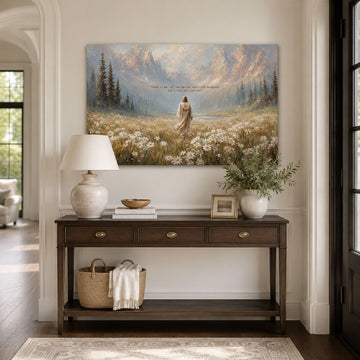 Come to Me Matthew 11:28 Canvas Print, Jesus Wildflower Valley Art