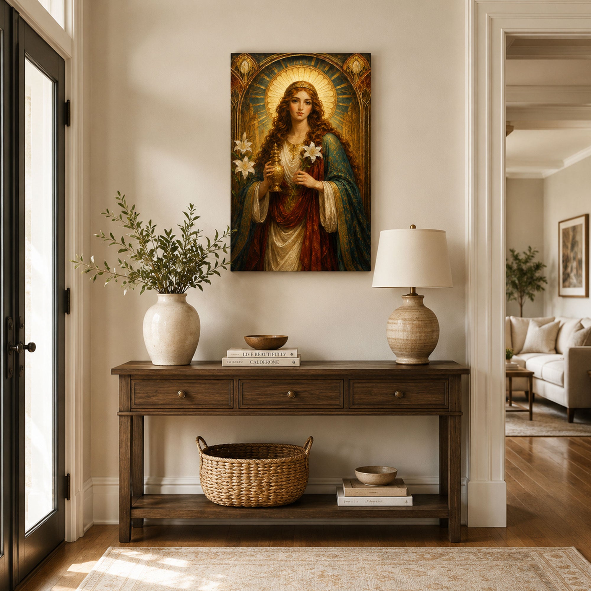 Saint Mary Magdalene with Alabaster Jar Canvas Print, Catholic Faith Decor
