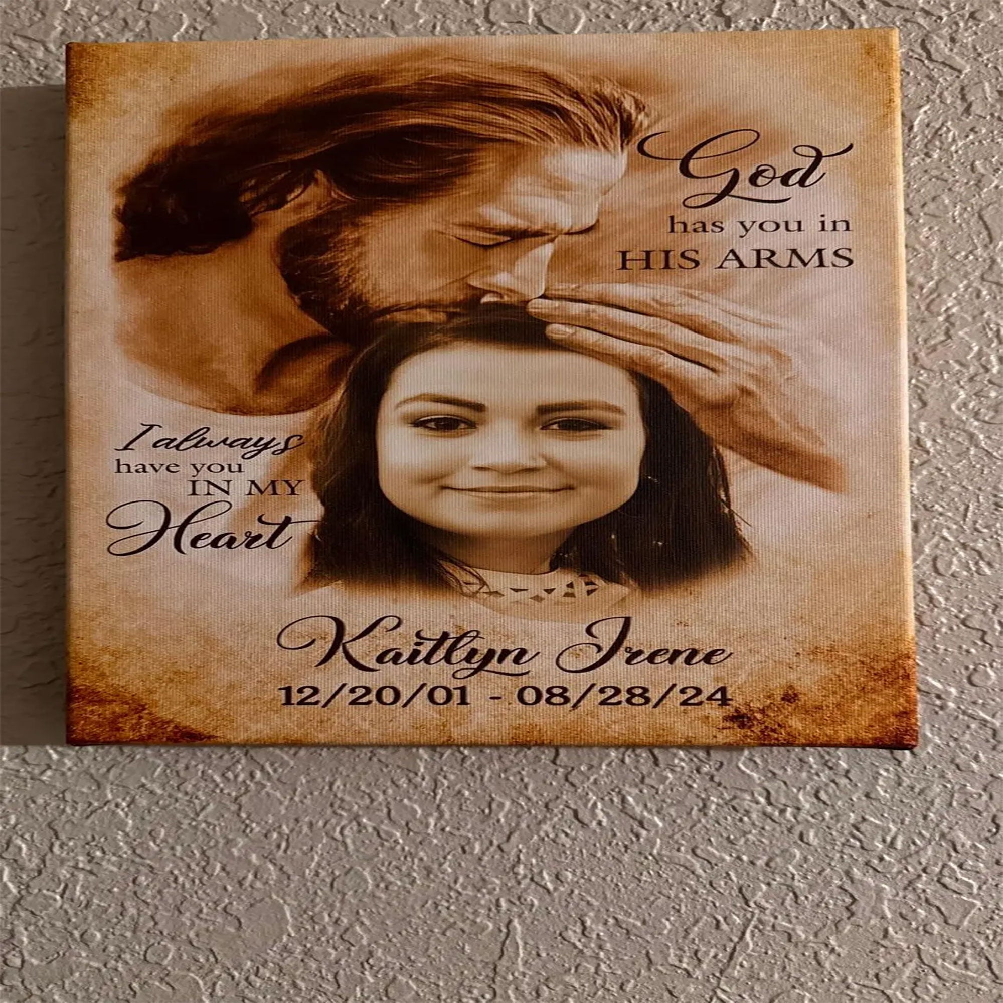 Custom Jesus Memorial Canvas , Personalized Sympathy Gift, Christian Remembrance Wall Art