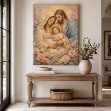 Holy Family Canvas Print, Jesus Mary and Joseph Catholic Wall Art, Christian Home Decor, Sacred Family Gift