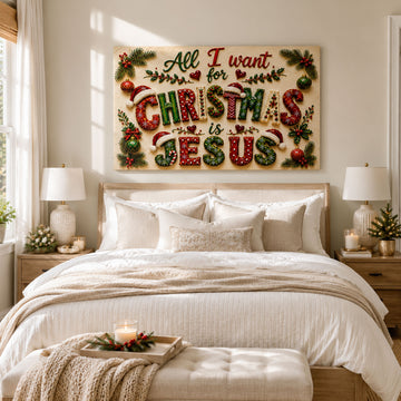 All I Want for Christmas Is Jesus Canvas Print, Christian Christmas Wall Decor, Faith Gift