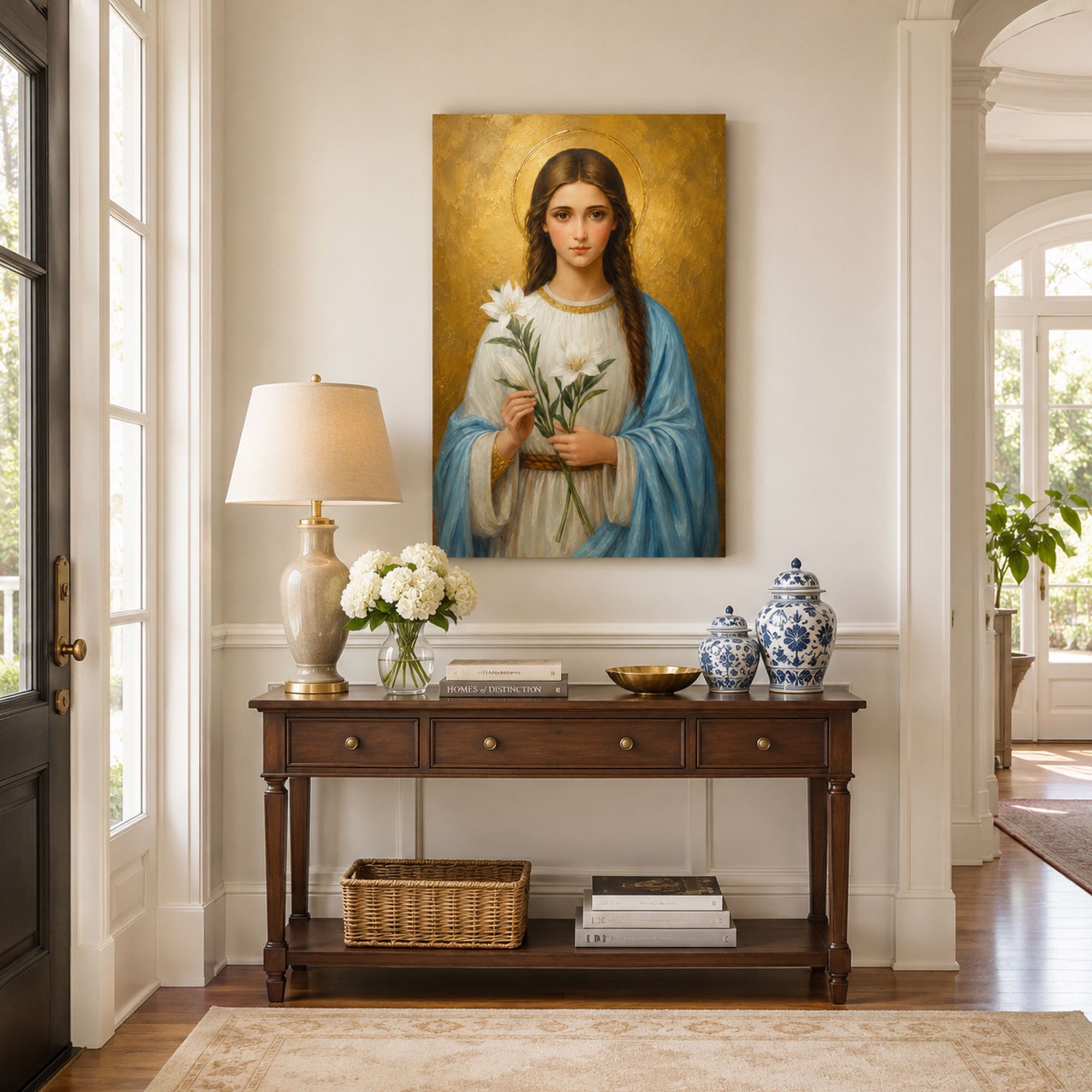 Maria Goretti Catholic Saint Canvas Print, Lily and Halo Faith Home Decor