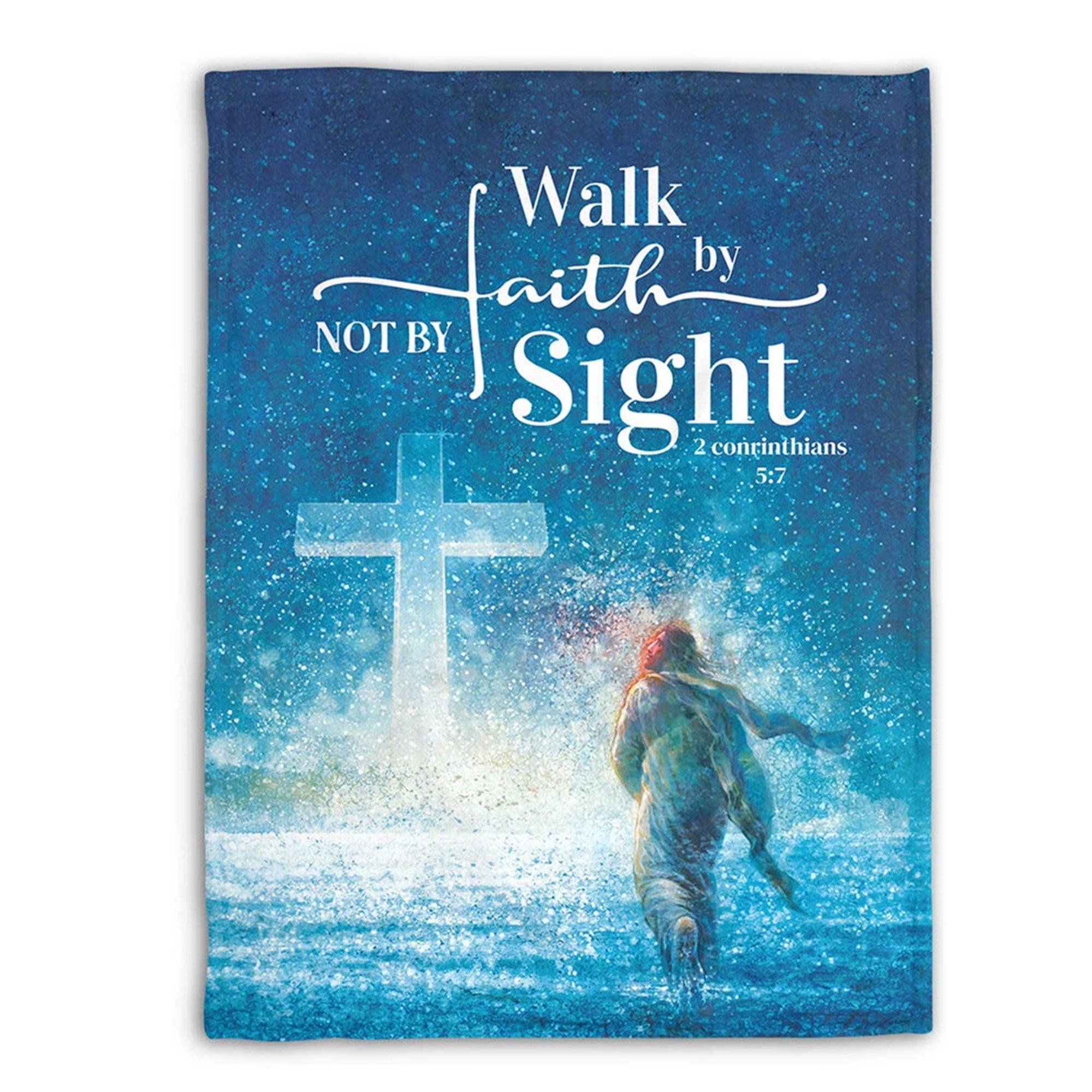 Jesus Walk By Faith Fleece Blanket, Christian Faith Throw, Inspirational Bible Verse Blanket, Religious Gift, Home Decor
