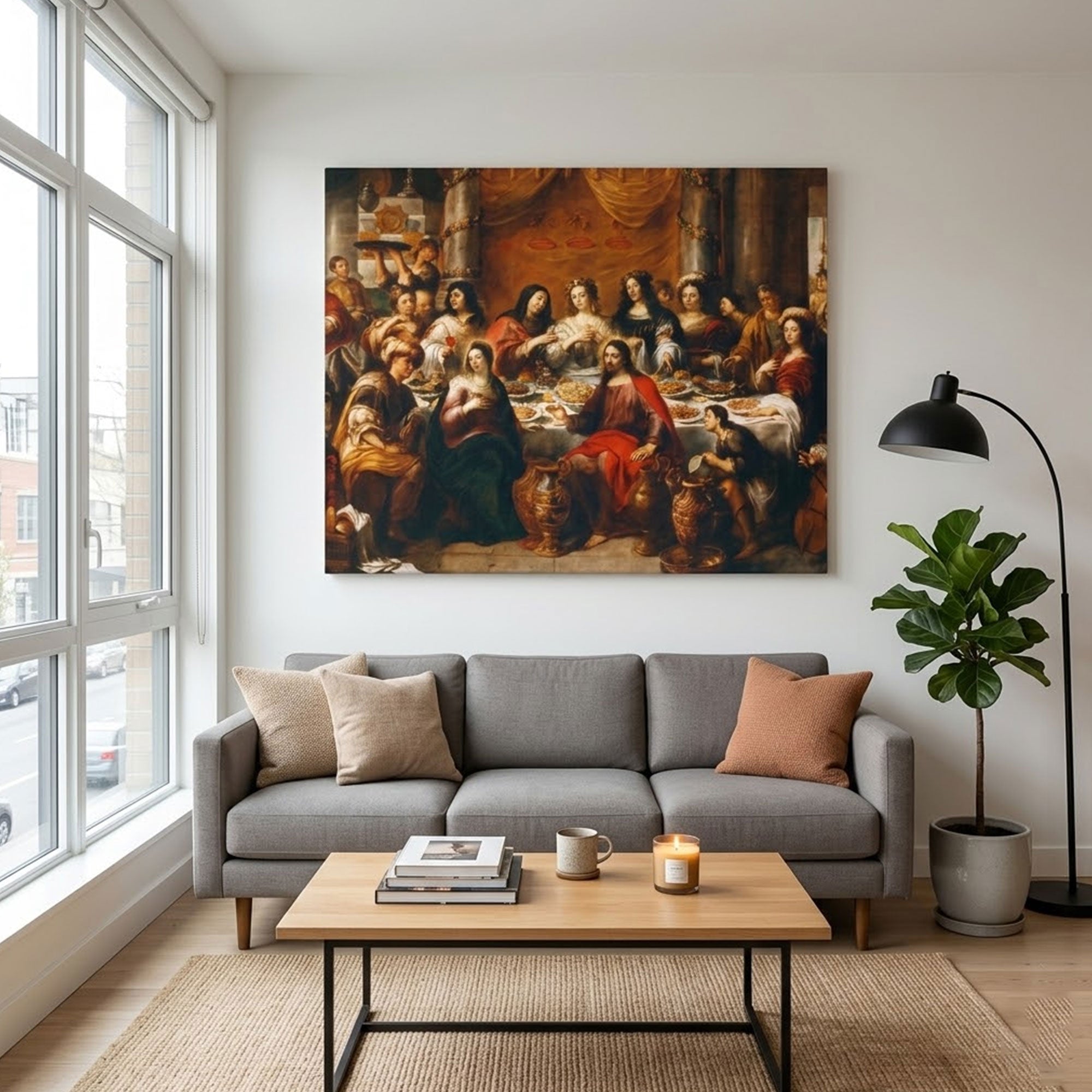The Wedding Feast of Cana Canvas Print, Jesus Miracle Wall Art, Water into Wine Biblical Scene, Christian Religious Home Decor, Inspirational Faith Gift