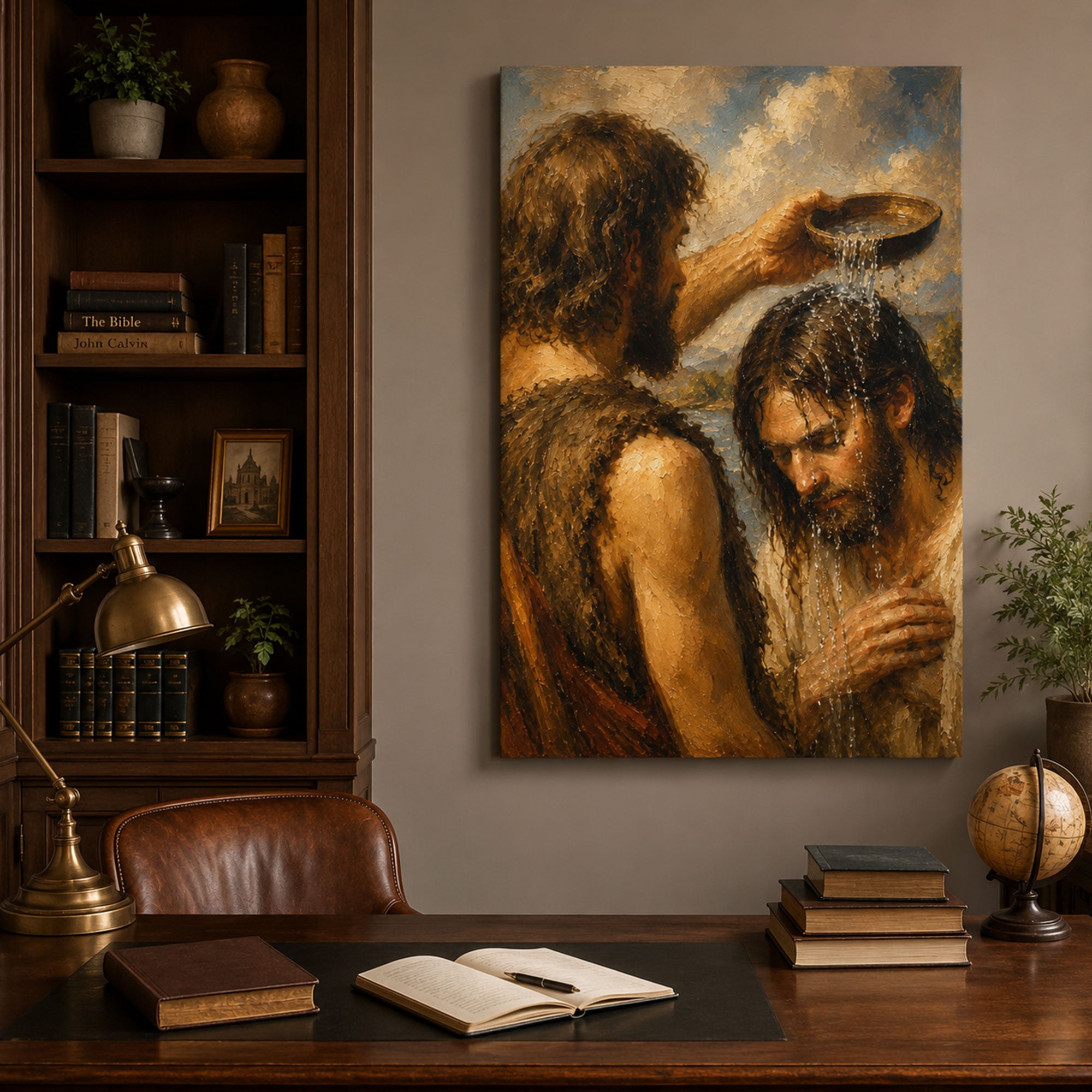 Baptism of Jesus Canvas Print, John the Baptist Christian Wall Art, Bible Story Faith Home Decor