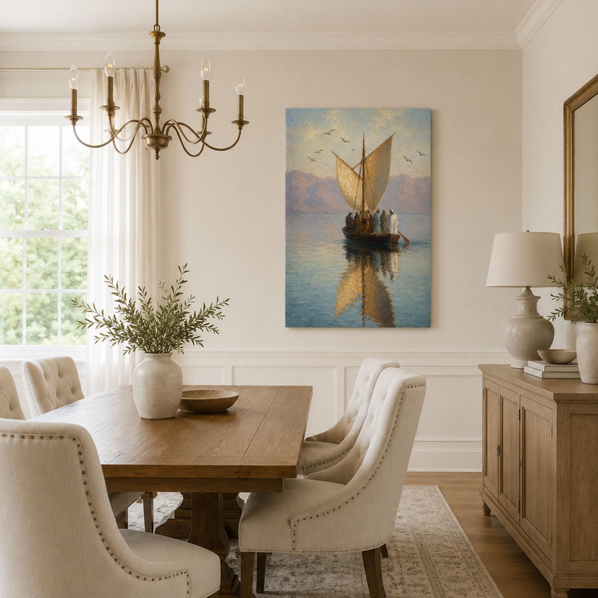 Jesus and His Disciples at Sea Canvas Print, Christian Home Decor