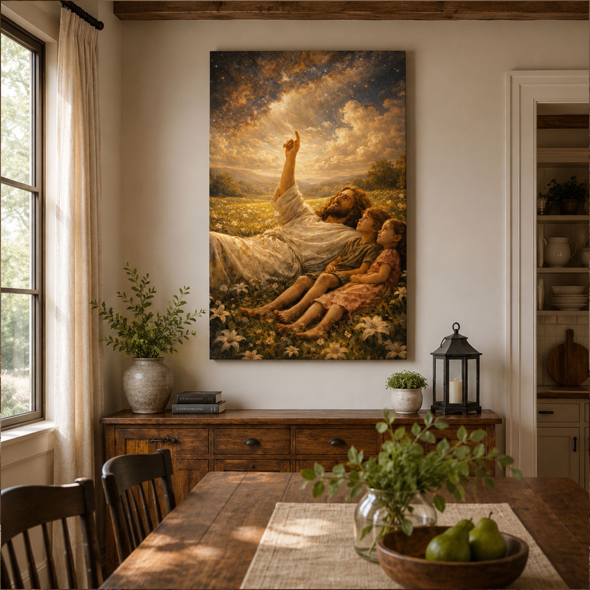 Jesus Teaching Children Art Print Christian Wall Decor Faith Inspired Canvas Print