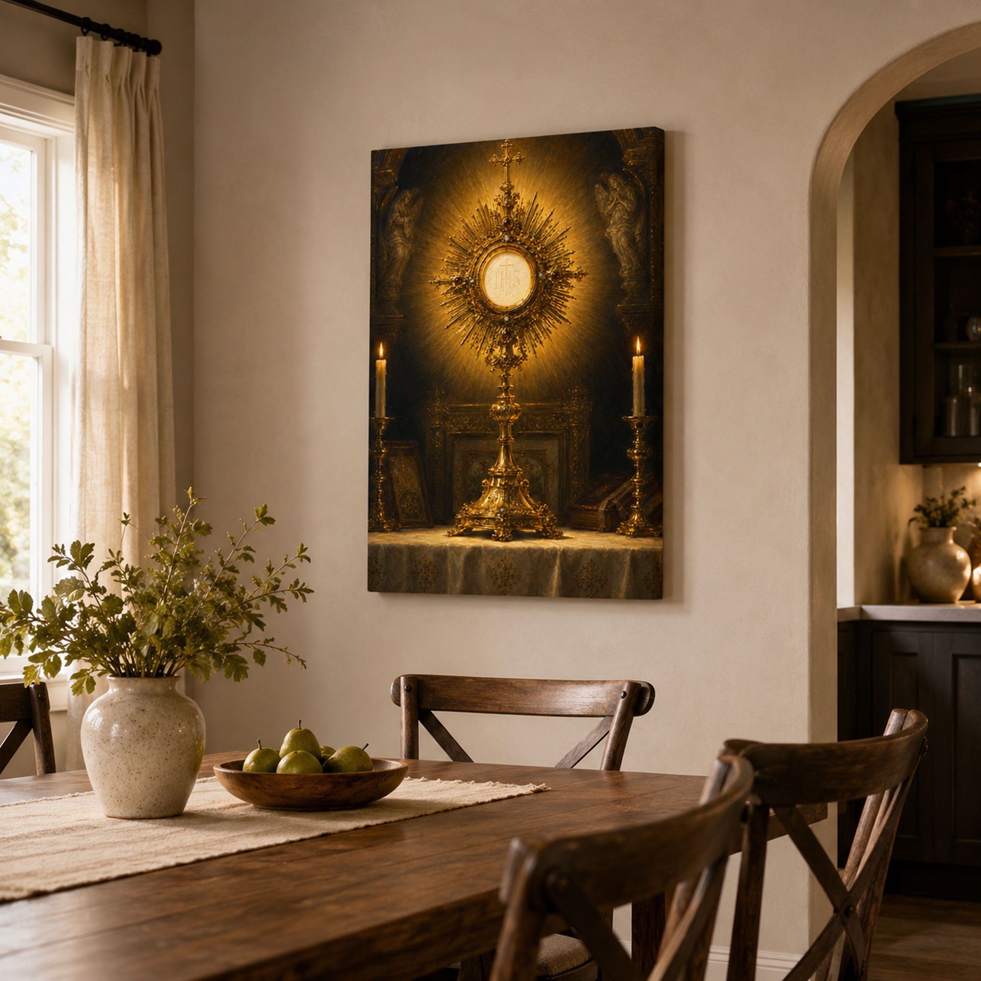 Holy Eucharist Canvas Print, Blessed Sacrament Catholic Wall Art, Faith Home Decor Gift