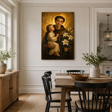 Saint Anthony Holding Baby Jesus Canvas Print, Catholic Home Decor, Religious Gift