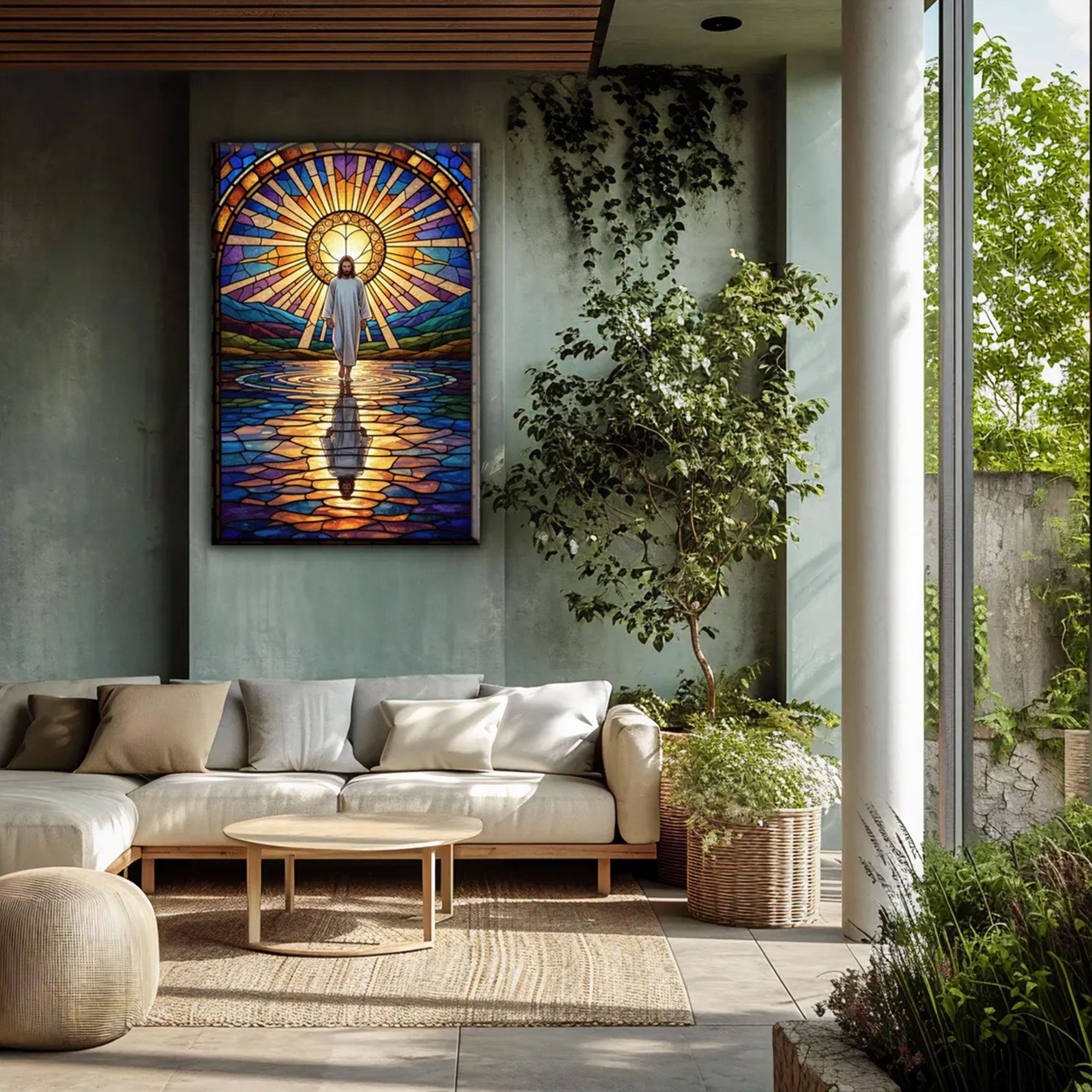 Jesus Walking on Water Canvas Print, Matte Stretched Christian Wall Art, Inspirational Faith Home Decor
