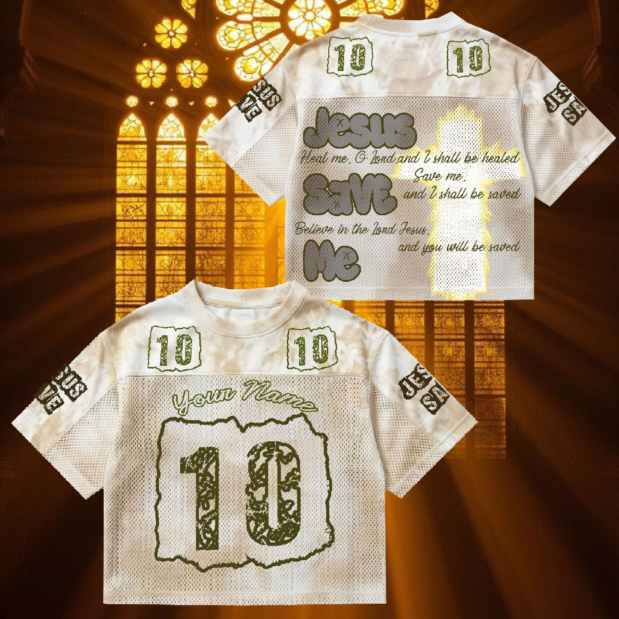 Personalized Jesus Save Me Mesh Jersey, Custom Name and Number Christian Apparel