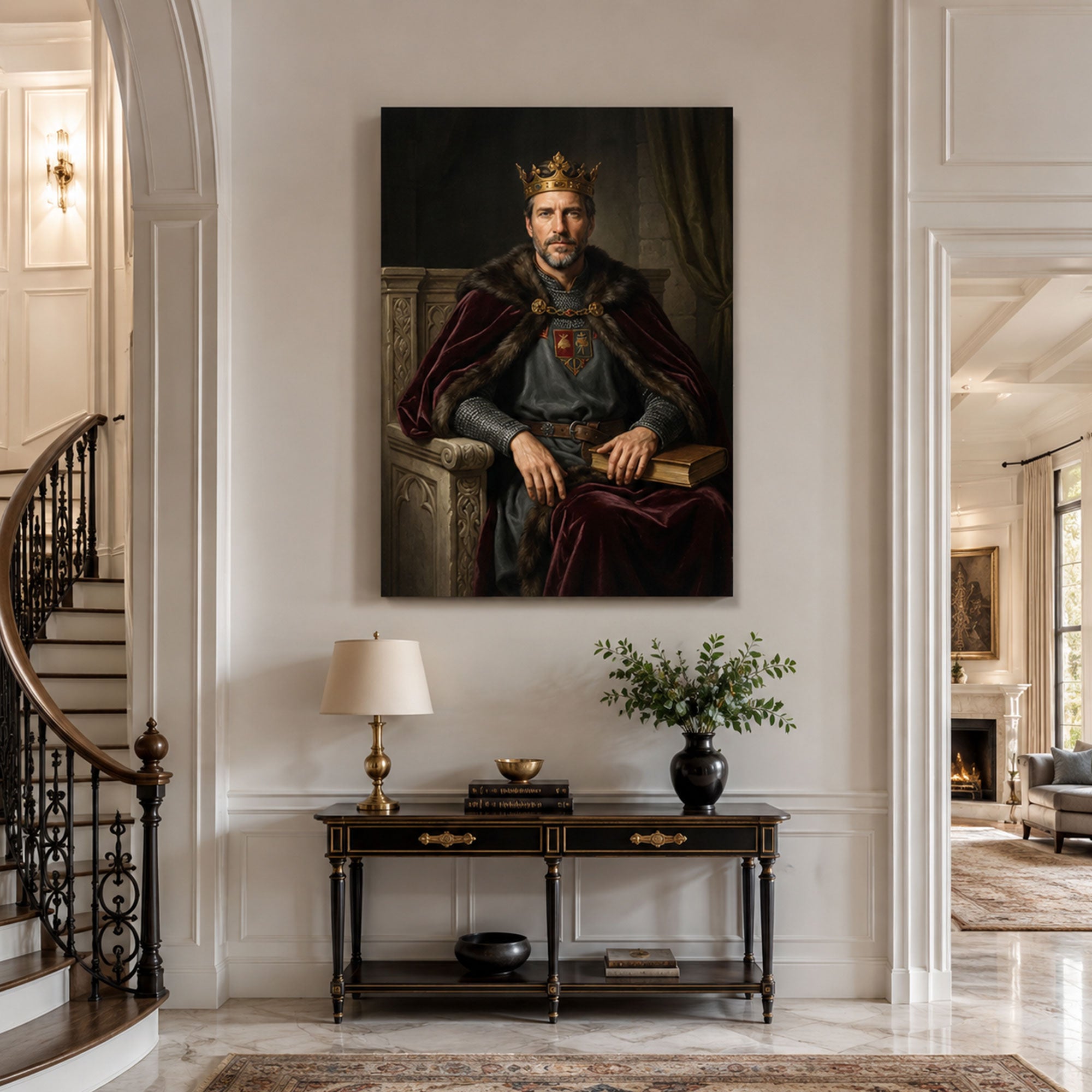 Custom Face For Dad King Canvas, Personalized Royal Portrait, Funny Father’s Day Gift