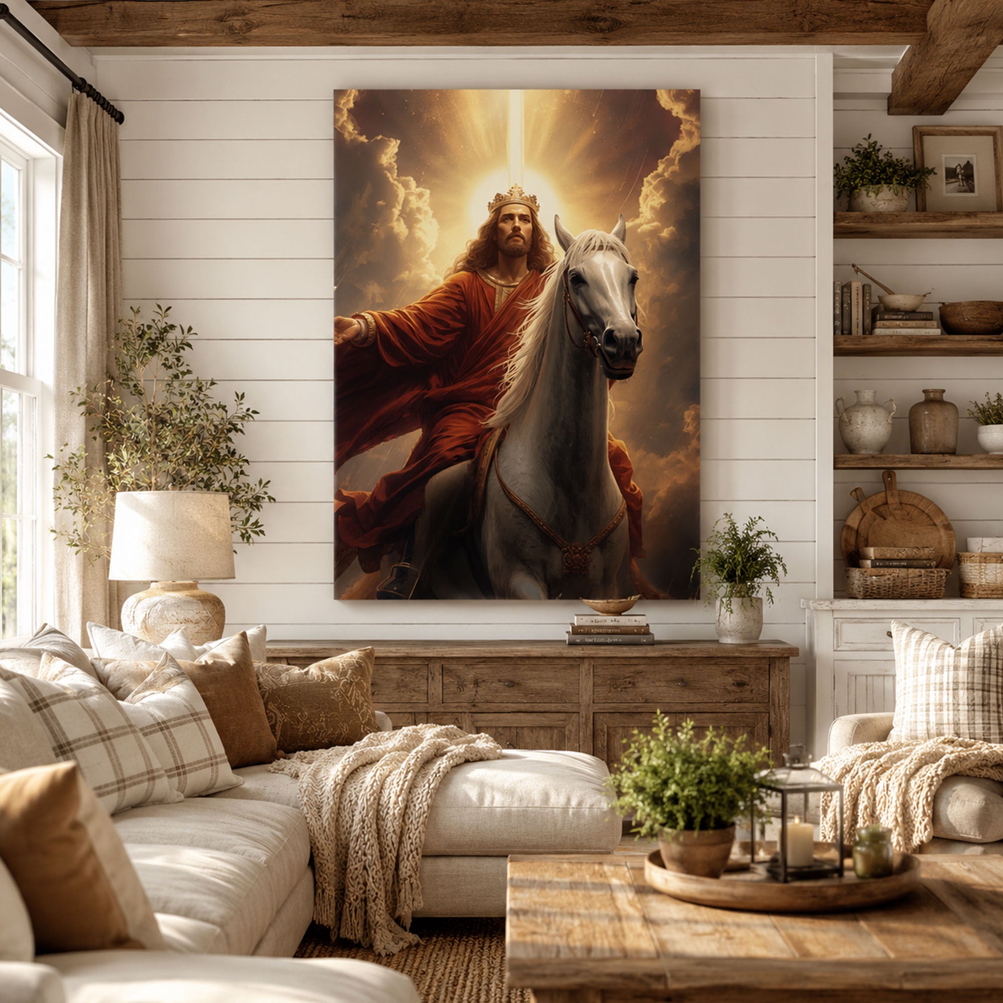 Jesus Second Coming White Horse Canvas Print Christian Wall Art Revelation Faith Home Decor