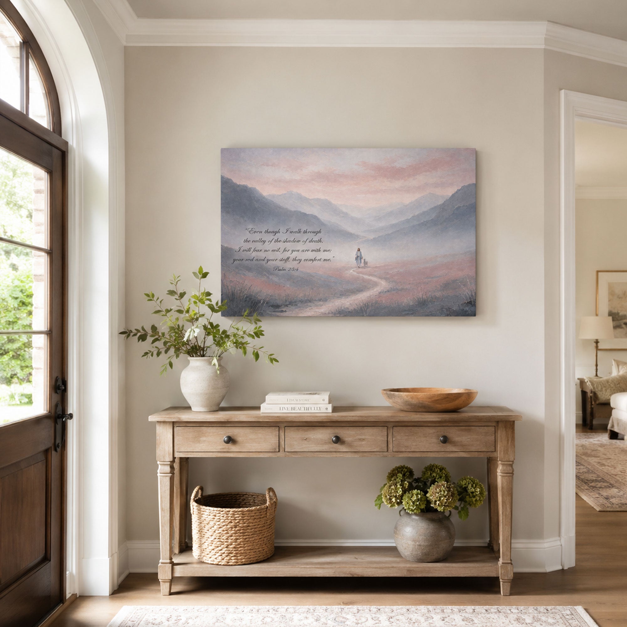 Psalm 23:4 Valley of the Shadow Canvas Print, Christian Home Decor