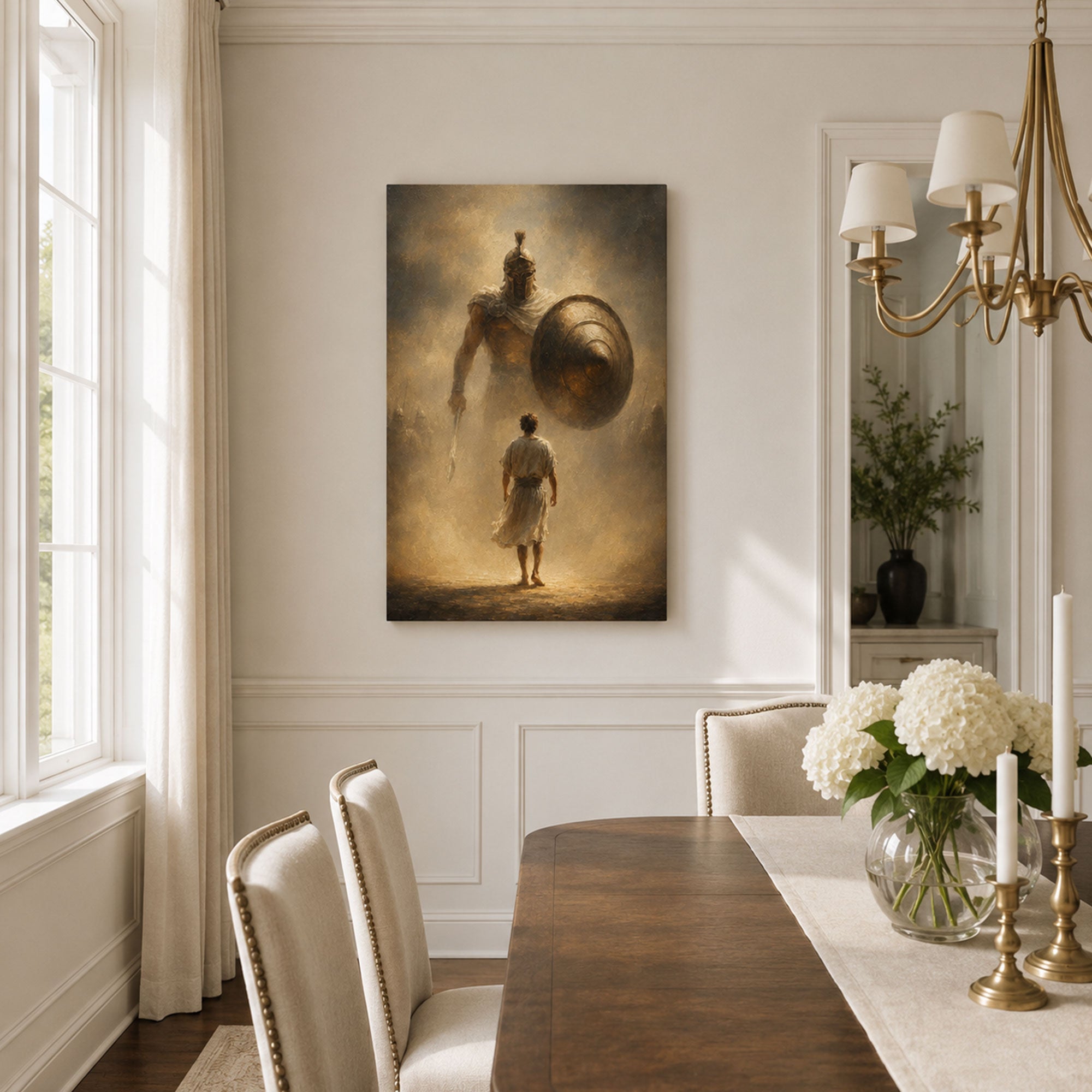 David Facing Goliath Canvas Print, Christian Home Decor