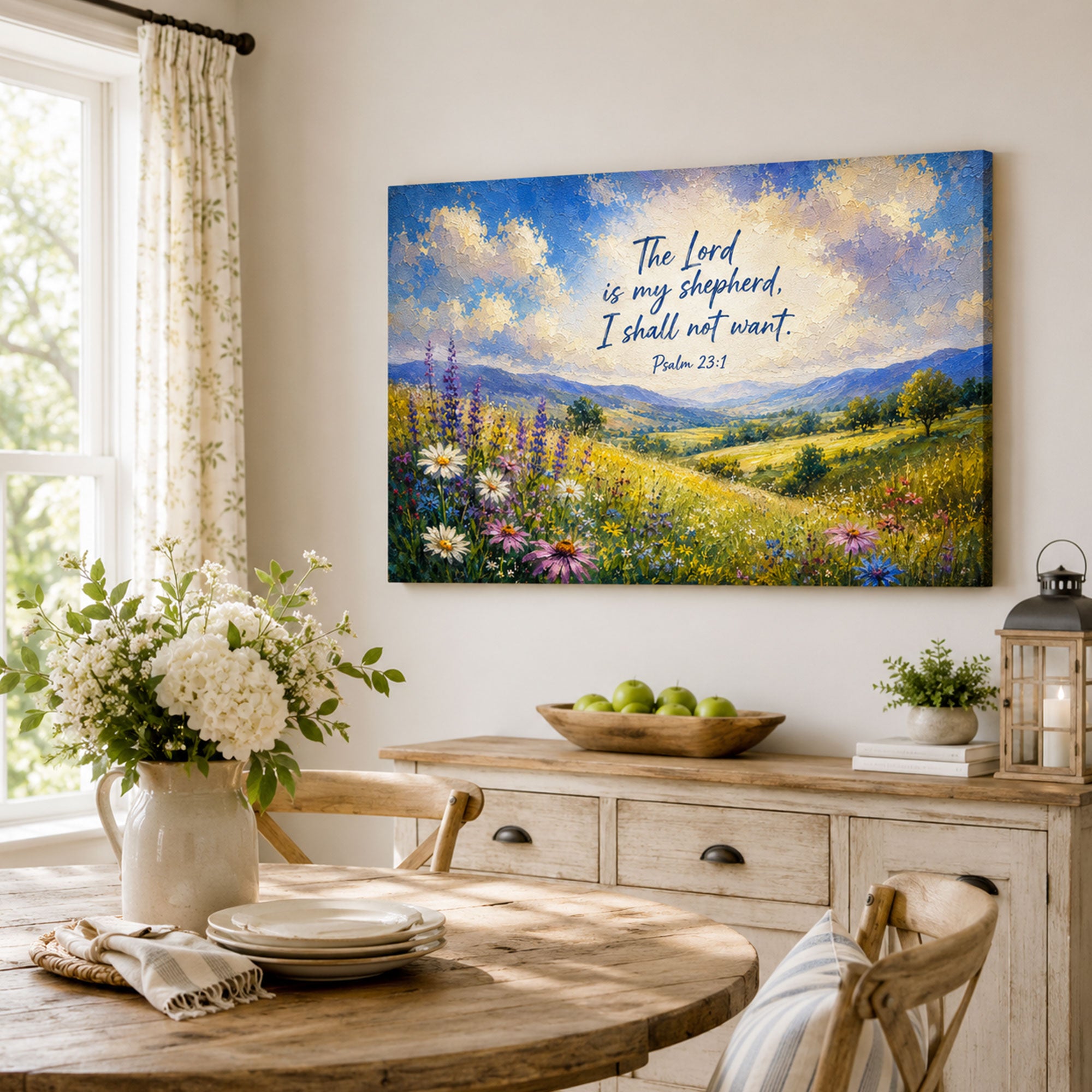 Psalm 23:1 Canvas Print, The Lord Is My Shepherd Christian Decor
