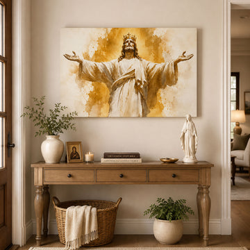 Christ the King with Open Arms Canvas Print, Catholic Christian Home Decor