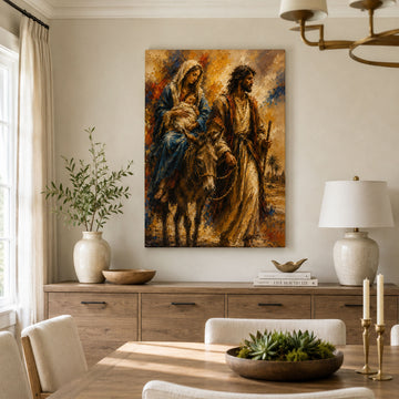 Flight into Egypt Canvas Print, Holy Family Catholic Wall Decor, Christian Faith Gift