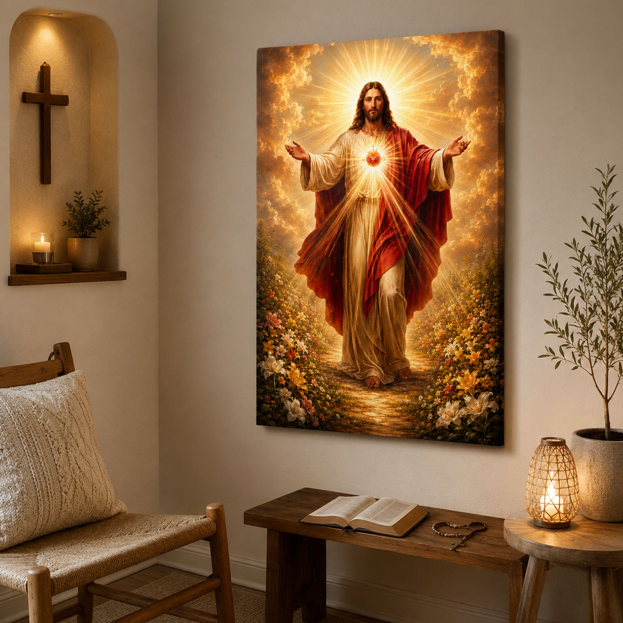 Sacred Heart of Jesus Matte Canvas Print, Catholic Christian Wall Art, Inspirational Faith Home Decor