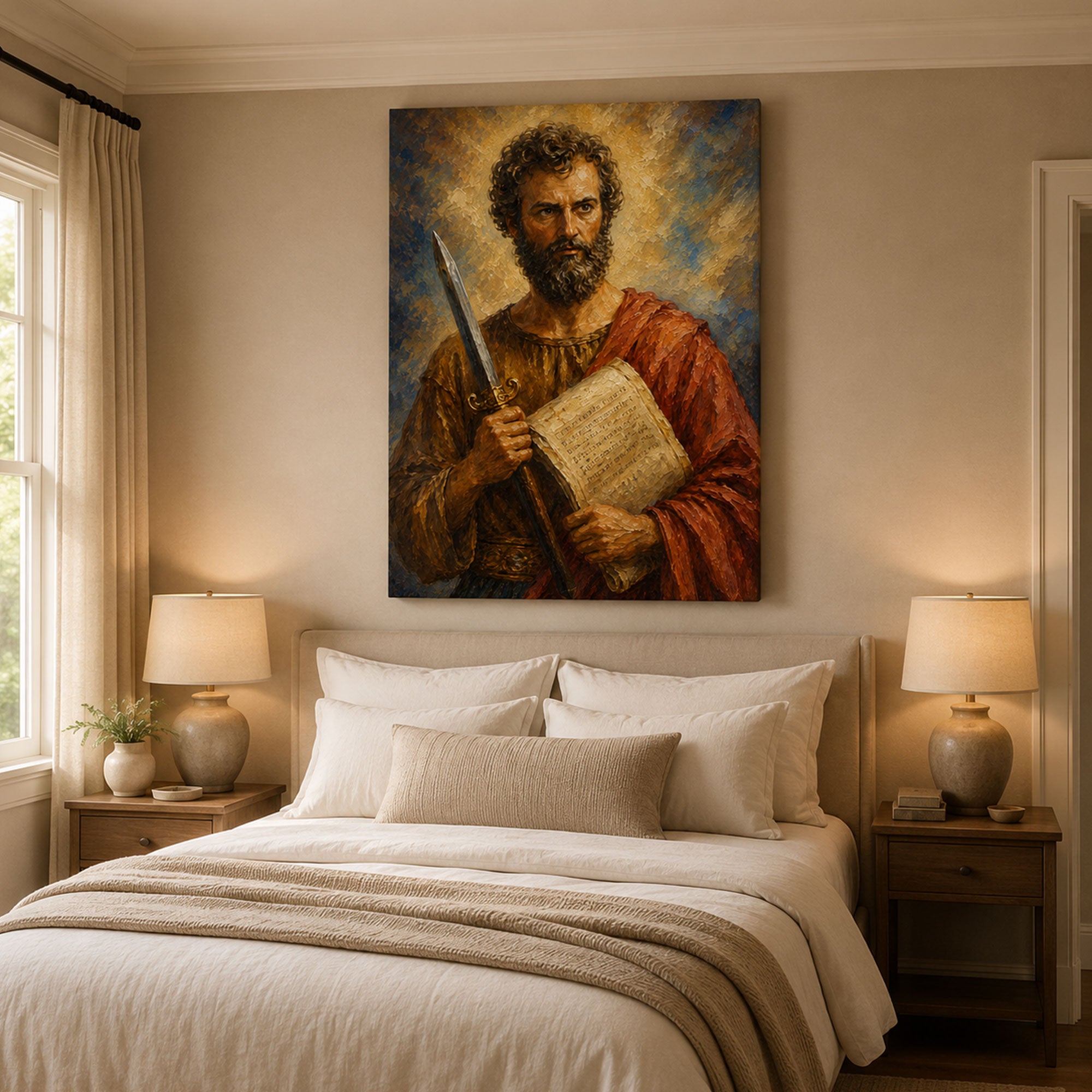 Saint Paul with Sword Canvas Print, Catholic Apostle Wall Art, Faith Home Decor Gift