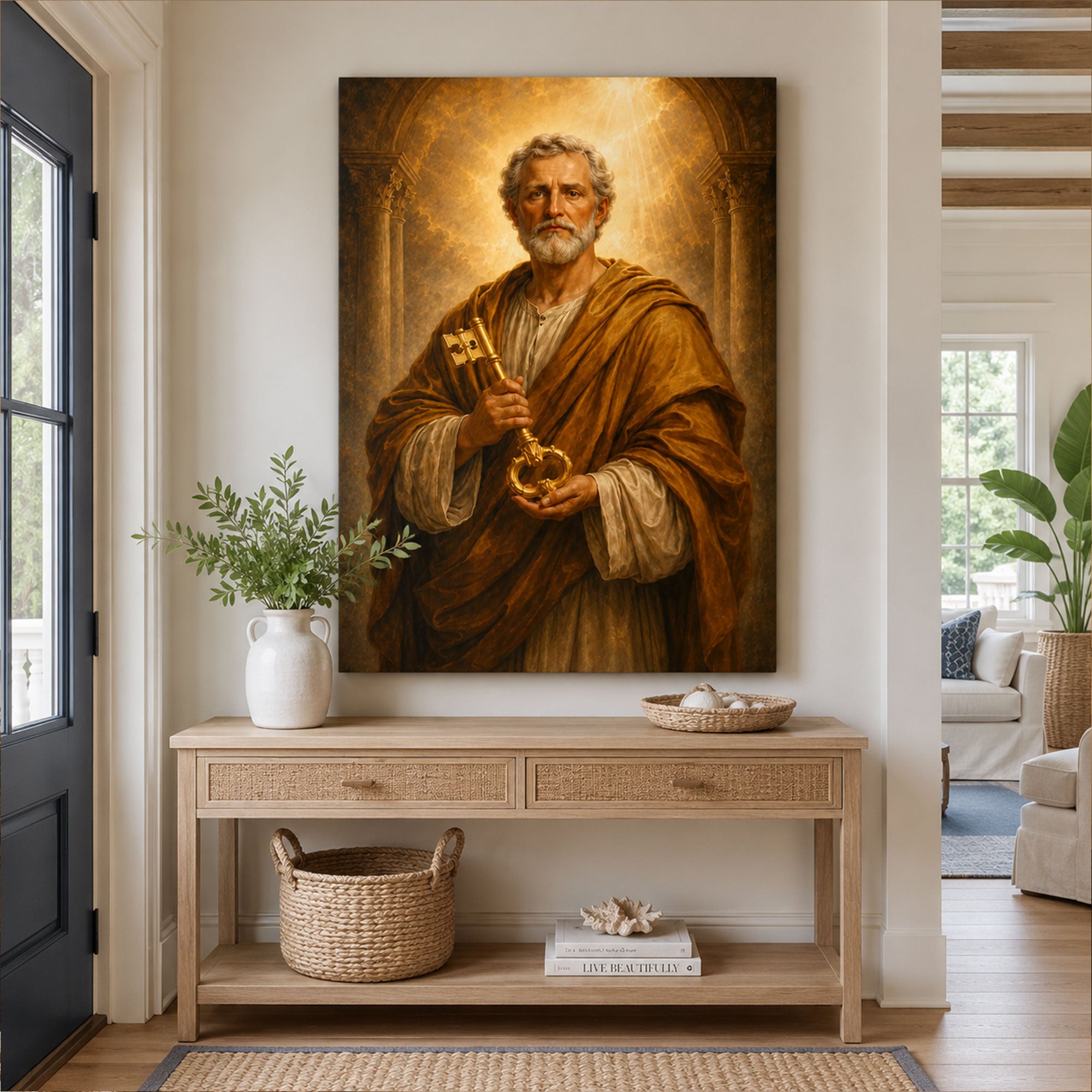 St. Peter the Apostle Canvas Print, Keys to Heaven Catholic Wall Art, Faith Home Decor Gift