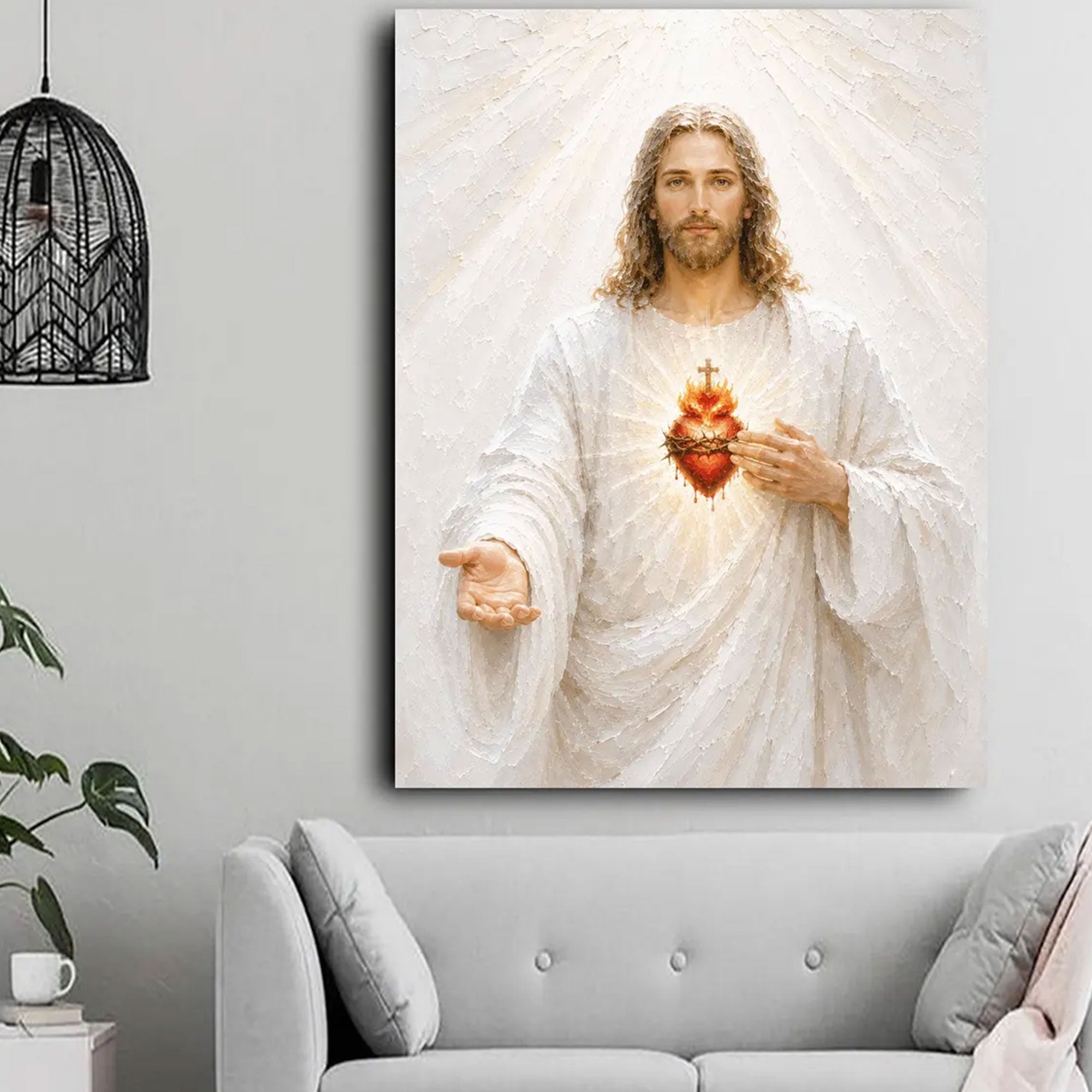 Christian Wall Art of Mercy and Hope, Peaceful Savior Canvas Print Filled With Grace and Faith